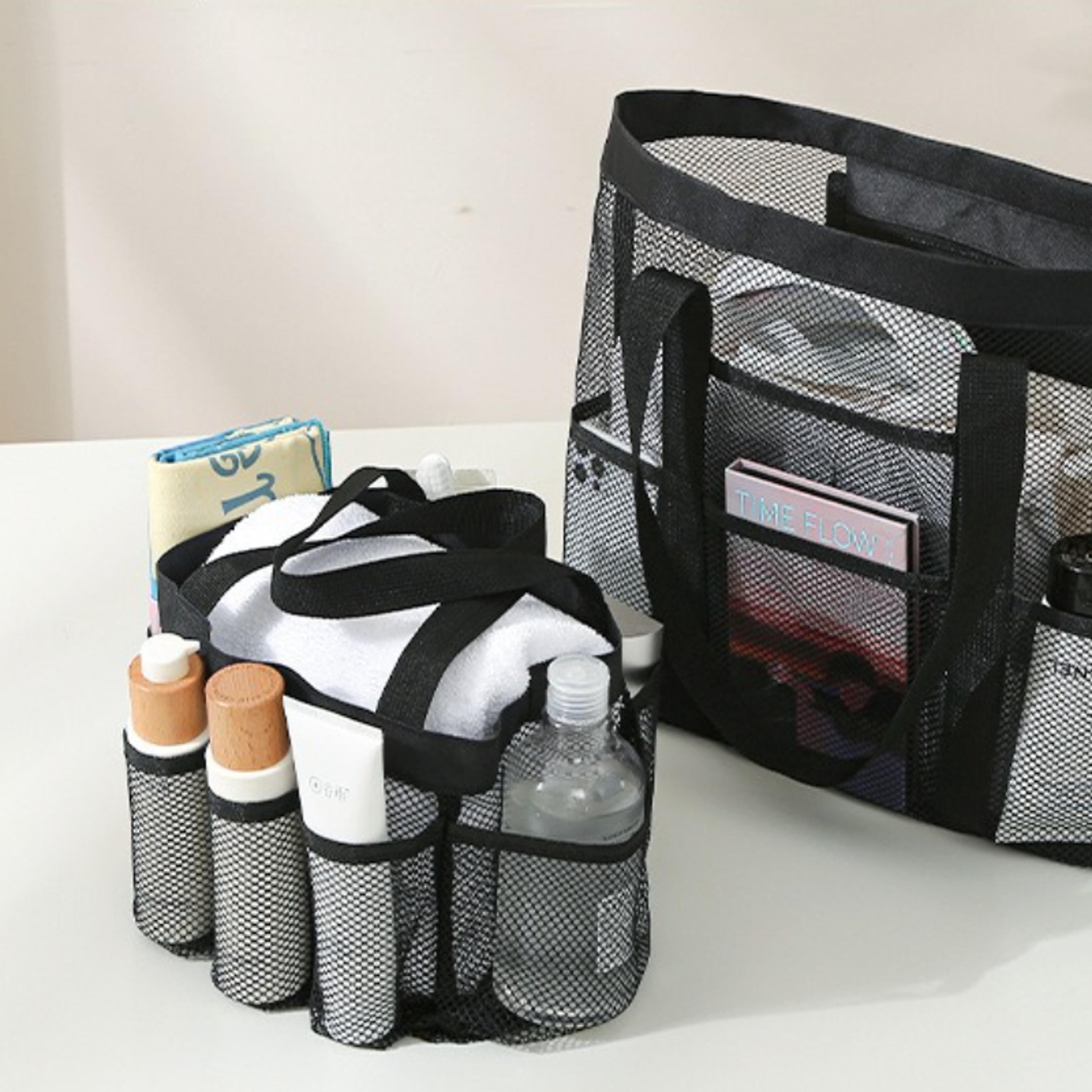 Portable Mesh Shower Caddy Travel Toiletry Bag With 8 Side Pockets 3