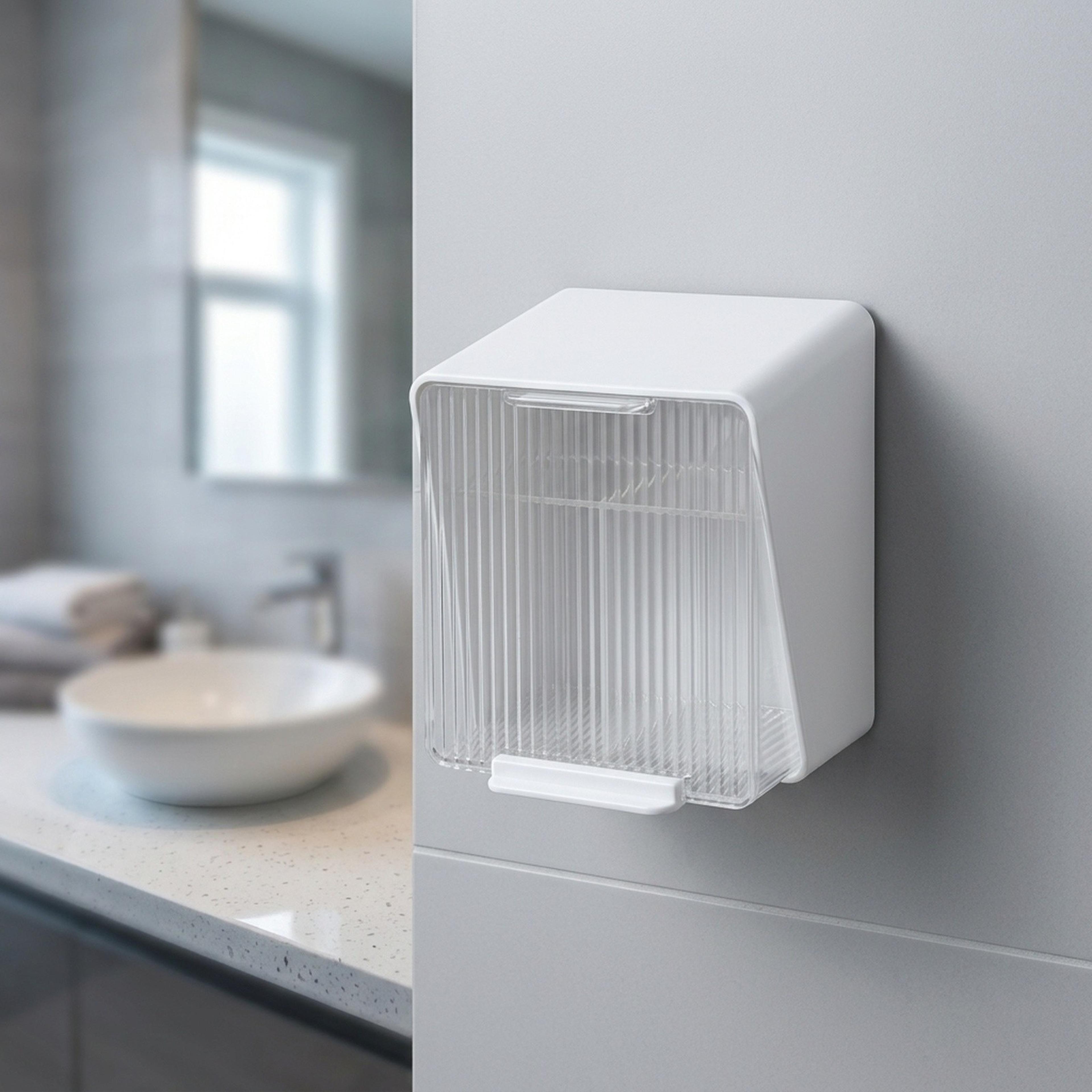 Wall Mounted Cotton Pad Holder No Drill Bathroom Makeup Storage Organizer 0