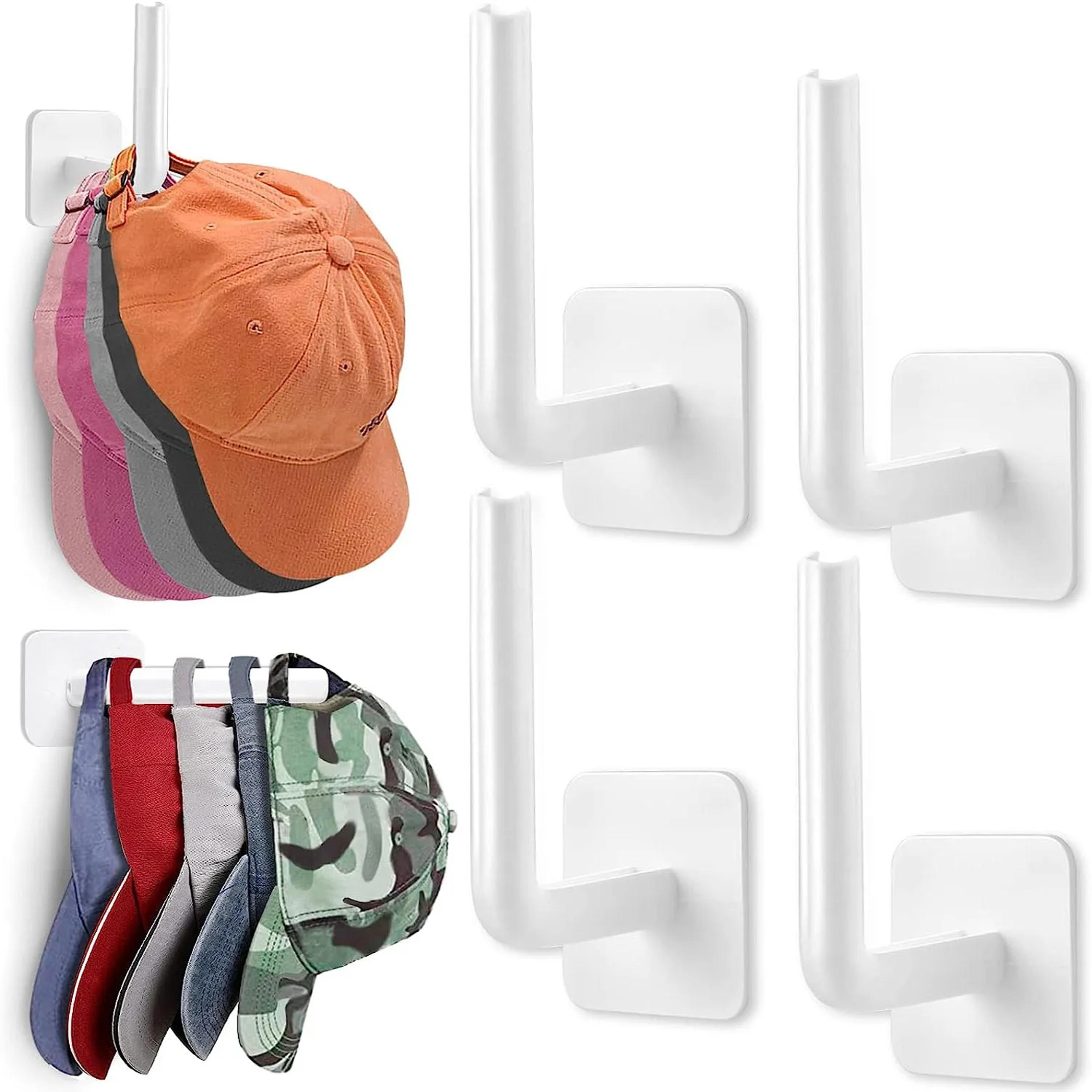 2PCS Hat Organizer For Wall Baseball Cap Holder Adhesive Hat Rack No Drill Storage Hooks 1