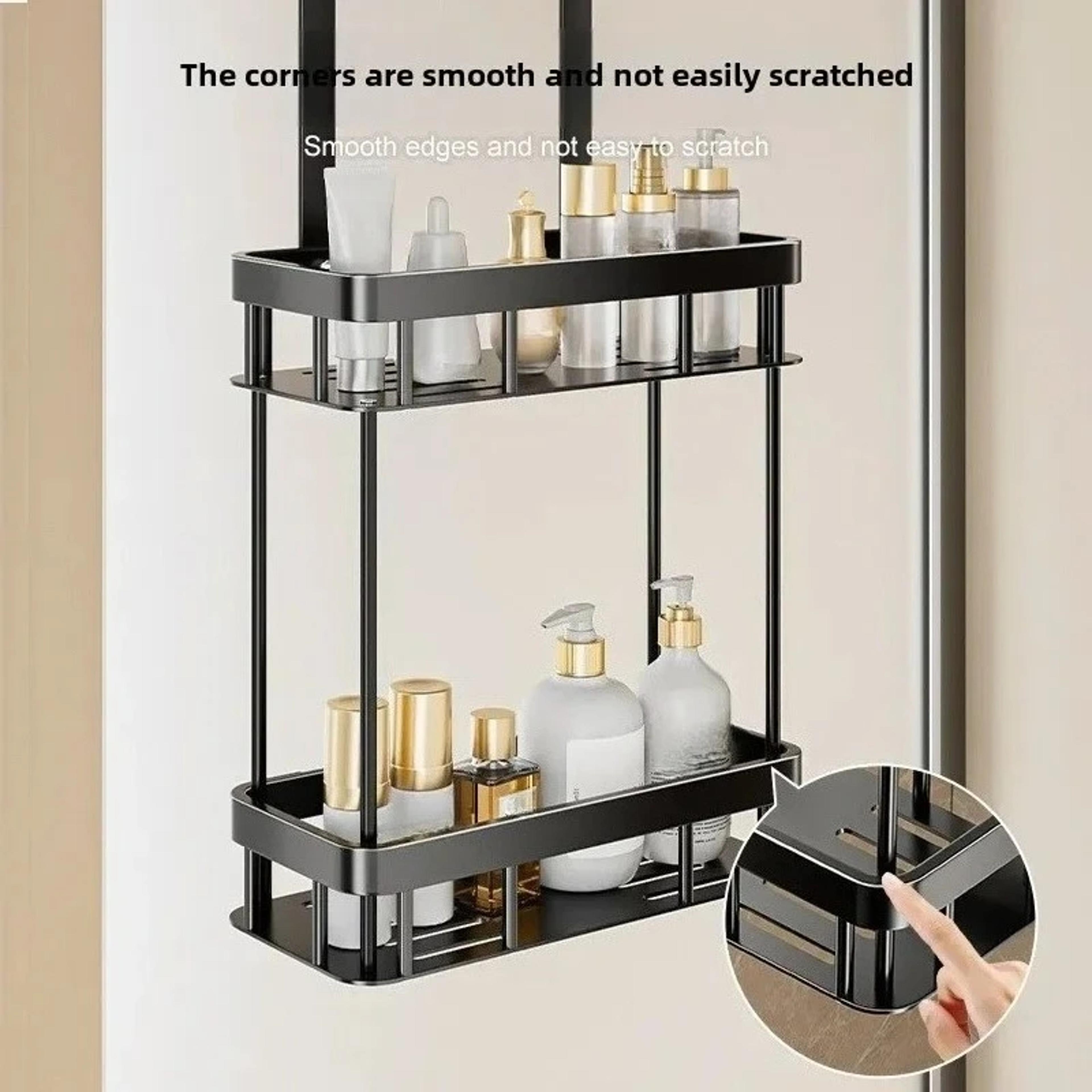 Over The Door Shower Caddy Bathroom Storage Rack Double Shelf Organizer 4