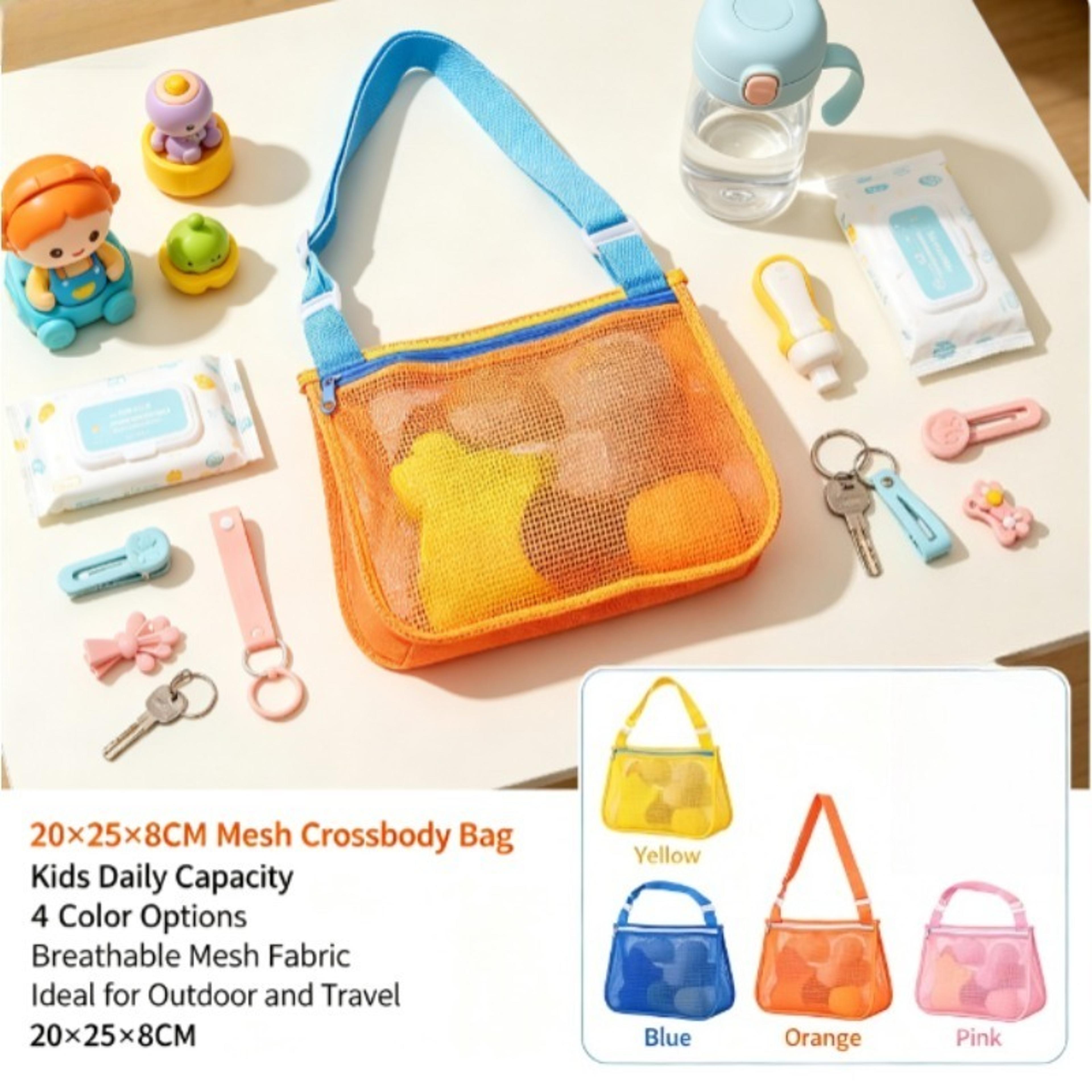Kids Mesh Beach Bag With Drawstring Shoulder Strap For Toys And Shells 1