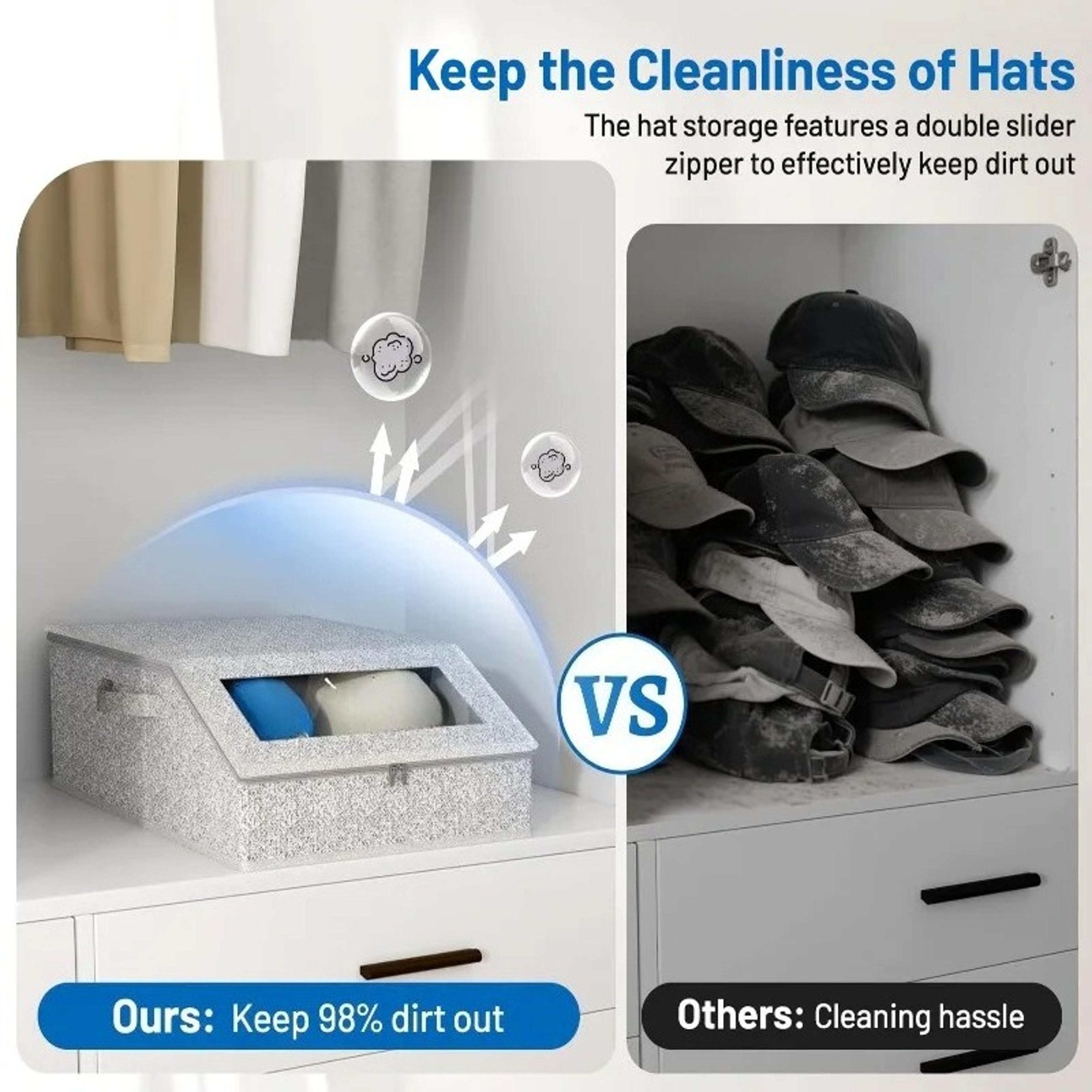 24 Cap Baseball Cap Organizer Foldable Dustproof Hat Storage Box For Closet 5