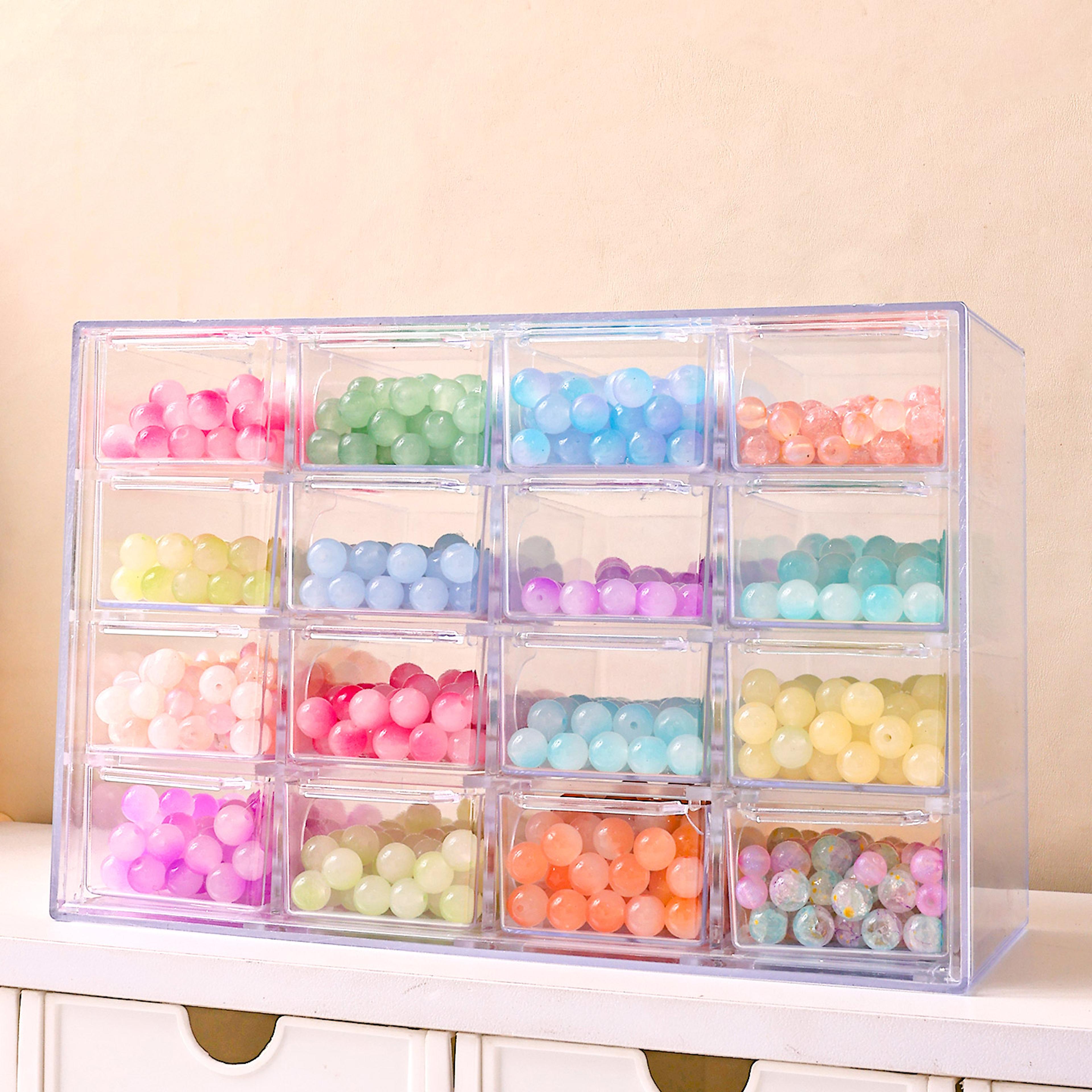 16 Grid Acrylic Bead Storage Box Stackable Jewelry Organizer 1