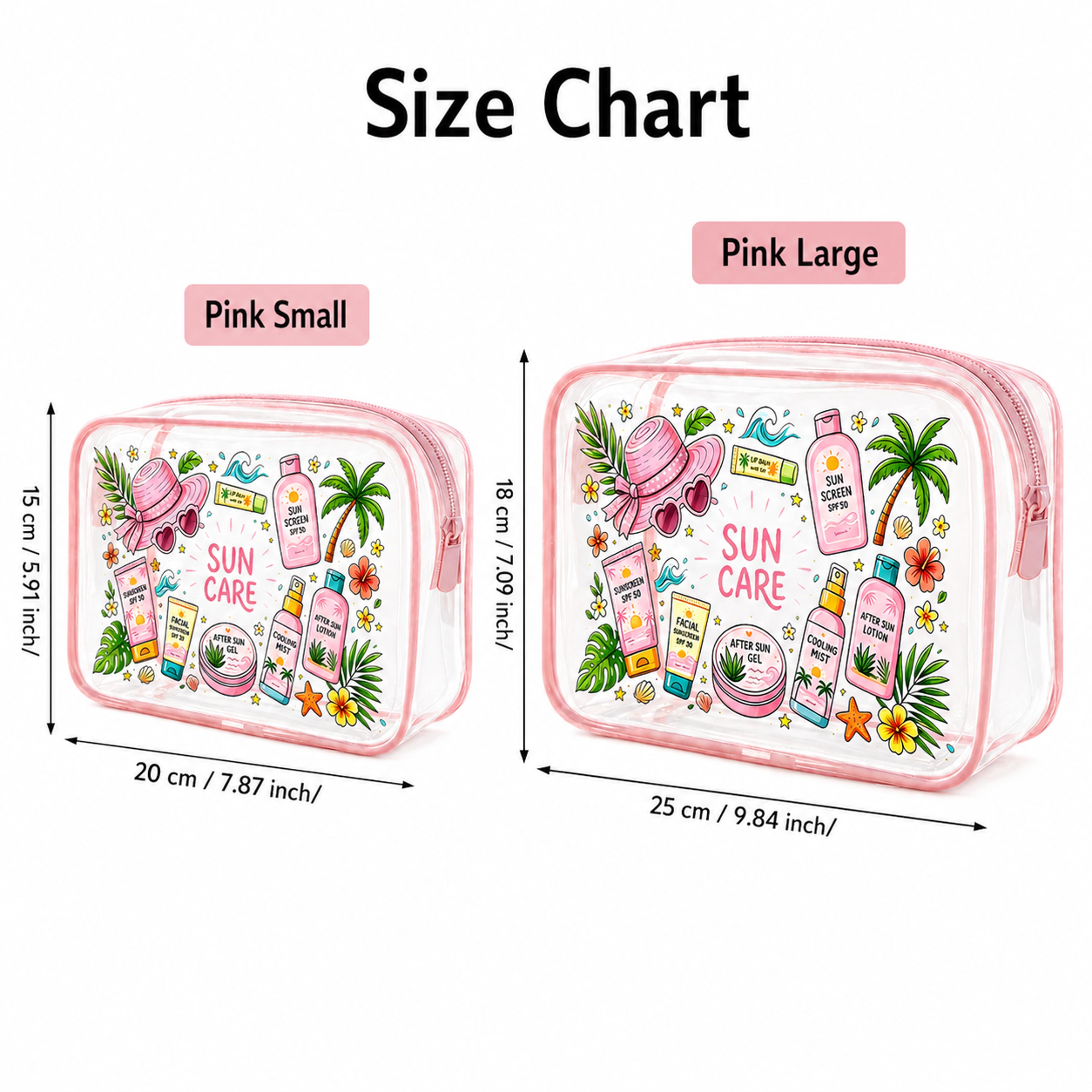 Pink Clear Makeup Bag Waterproof PVC Travel Toiletry Bag With Double Zipper Organizer 5
