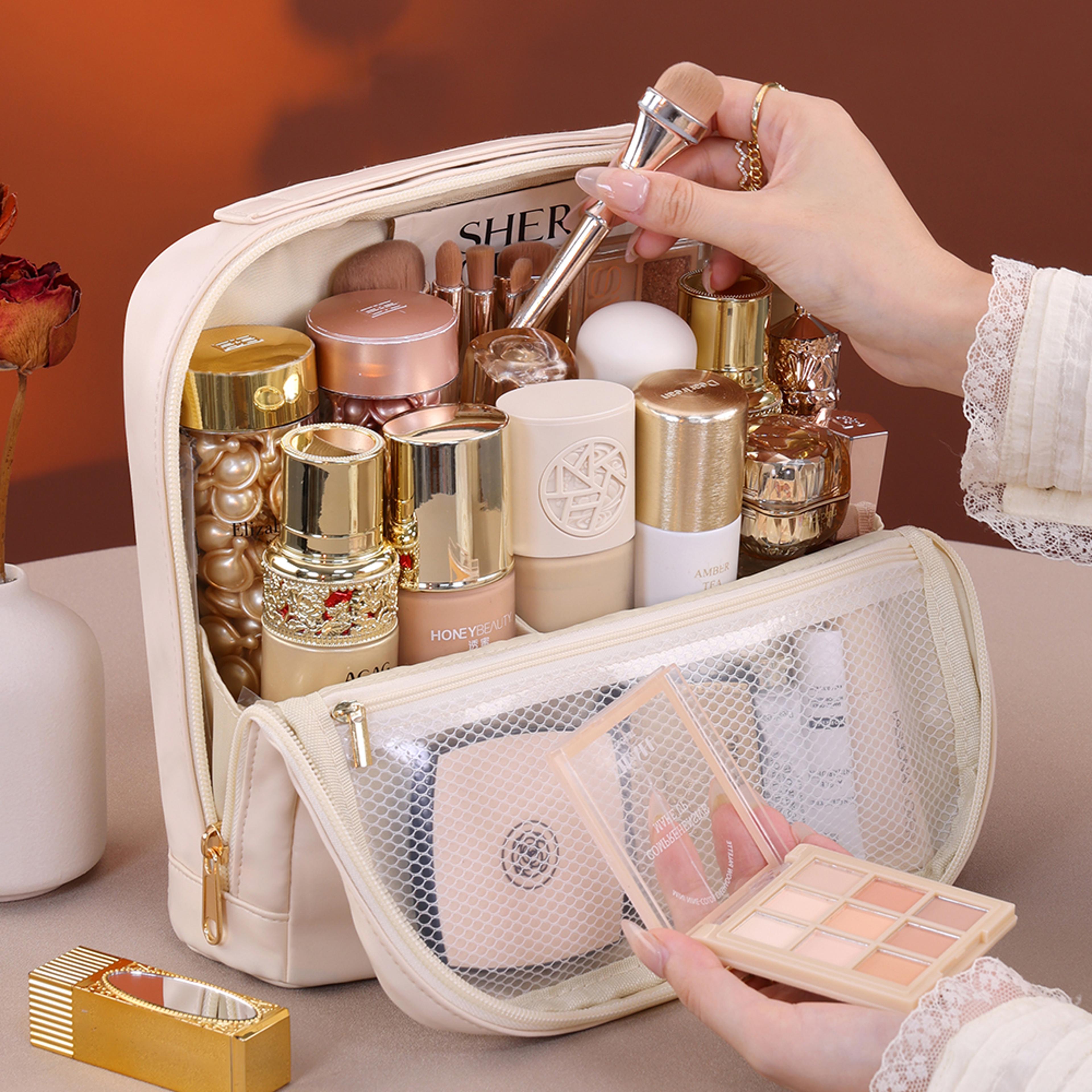 Large Capacity Standing Makeup Bag Waterproof Travel Makeup Organizer For Cosmetics And Toiletries 1