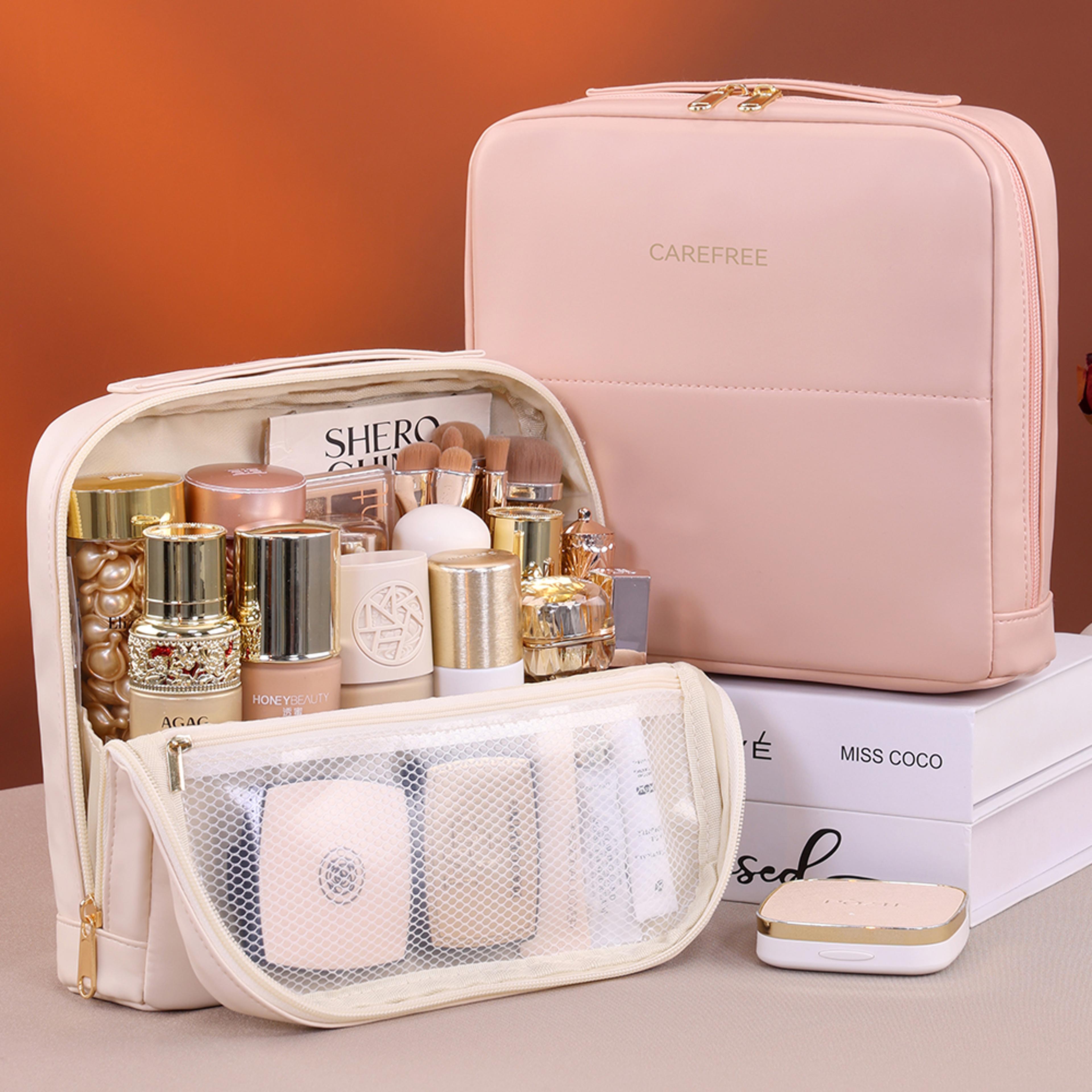 Large Capacity Standing Makeup Bag Waterproof Travel Makeup Organizer For Cosmetics And Toiletries 3