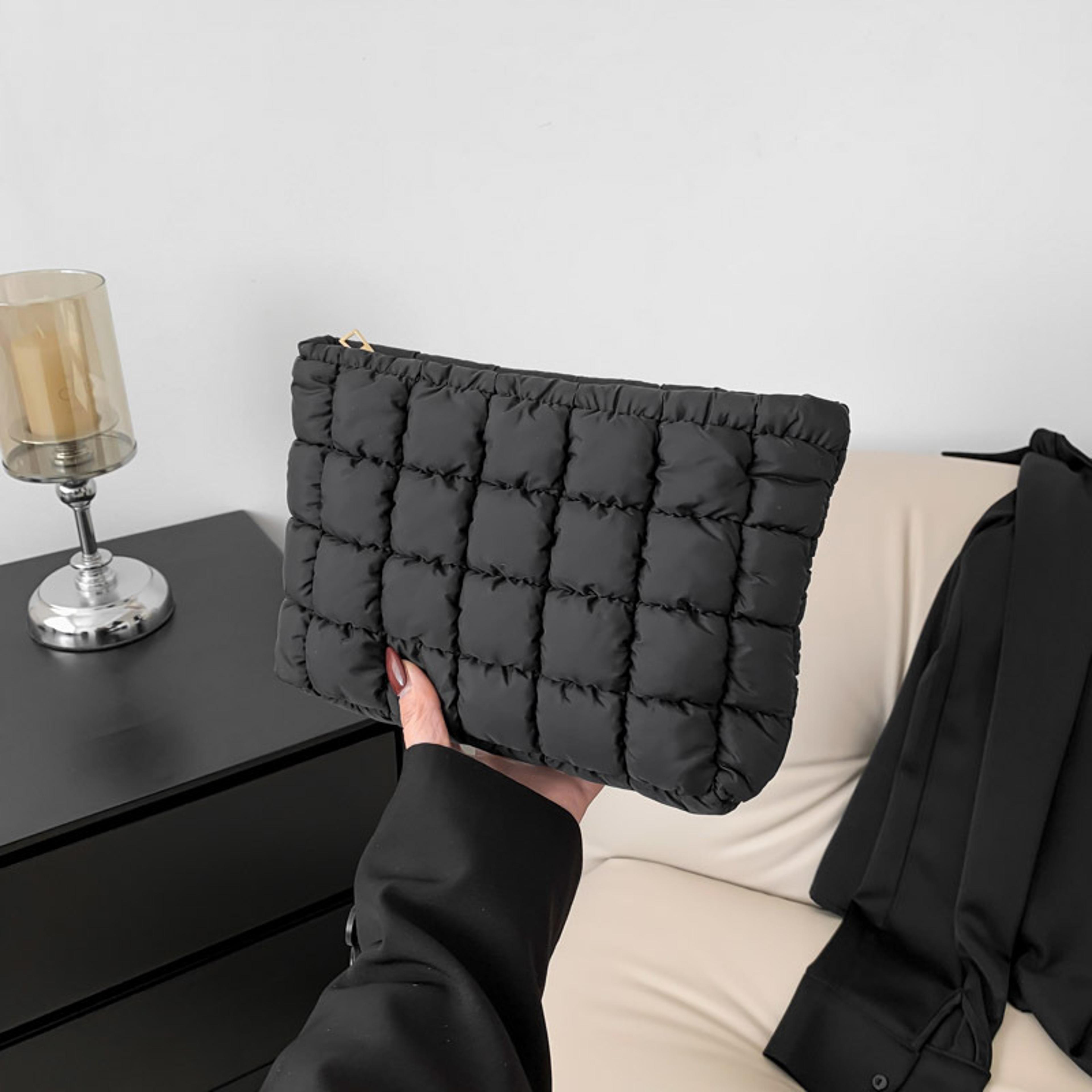 Quilted Makeup Bag For Women Large Cotton Travel Cosmetic Organizer 9