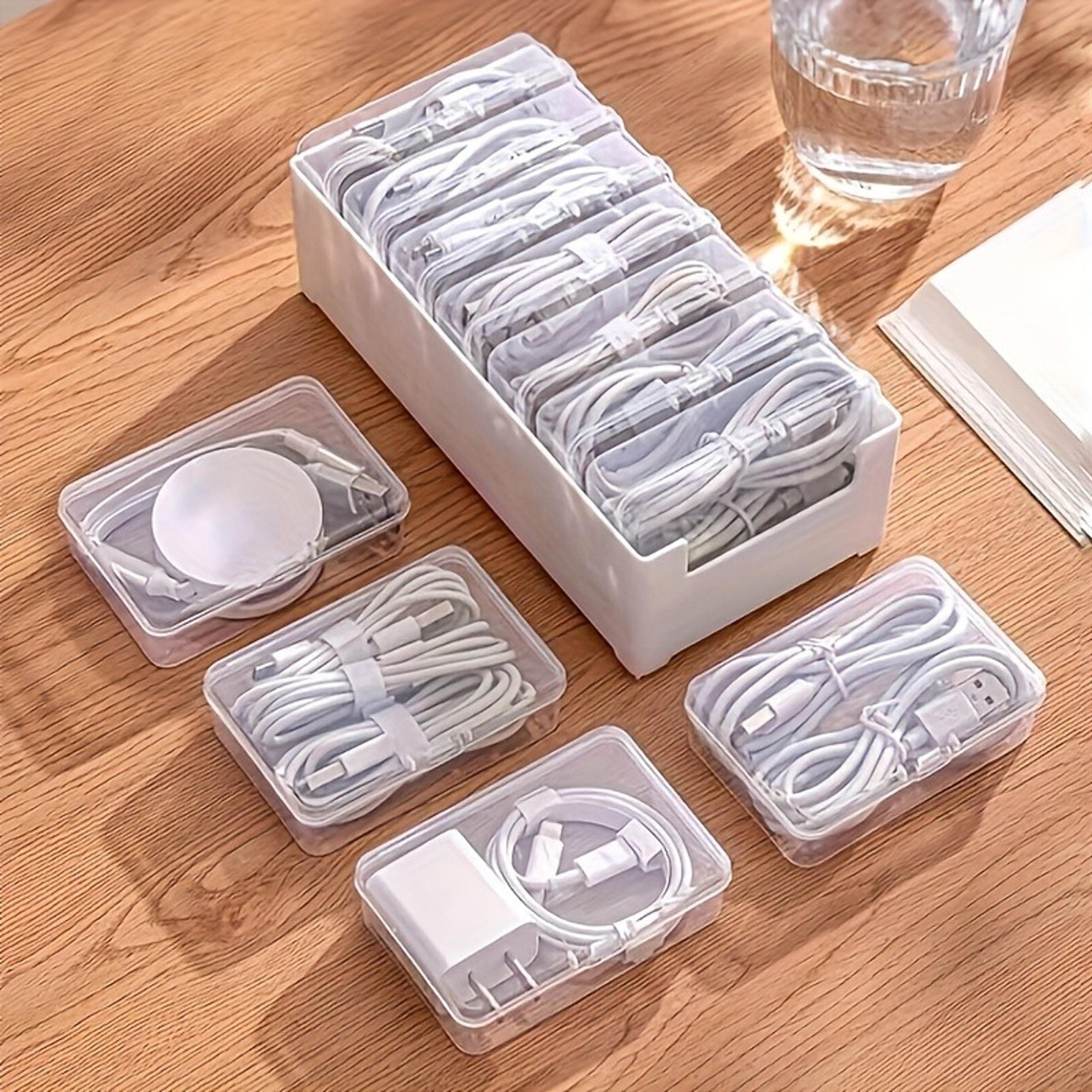 Cable Storage Box Set With Cord Organizer Winders For Neat Desktop And Drawer Storage 1