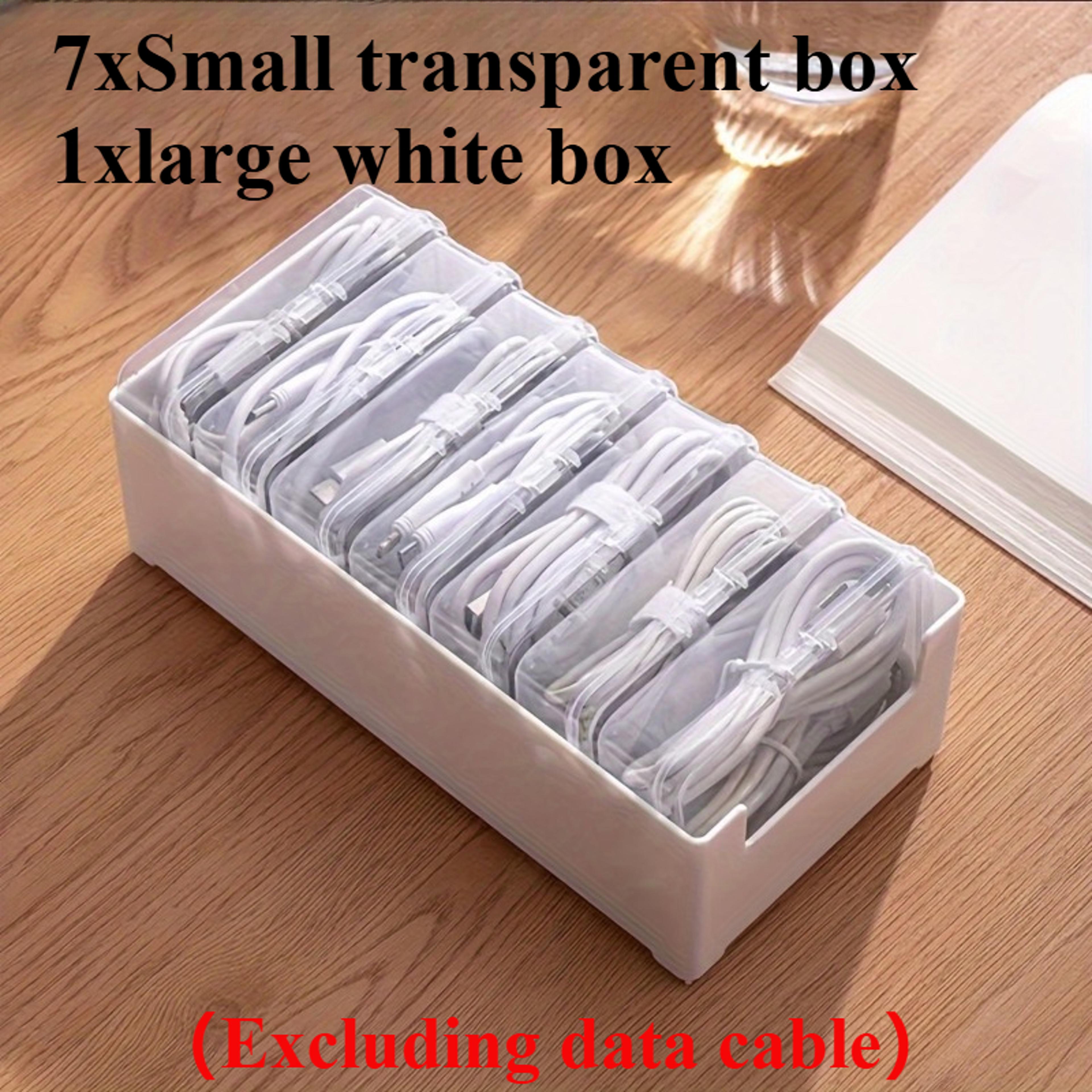 Cable Storage Box Set With Cord Organizer Winders For Neat Desktop And Drawer Storage 7