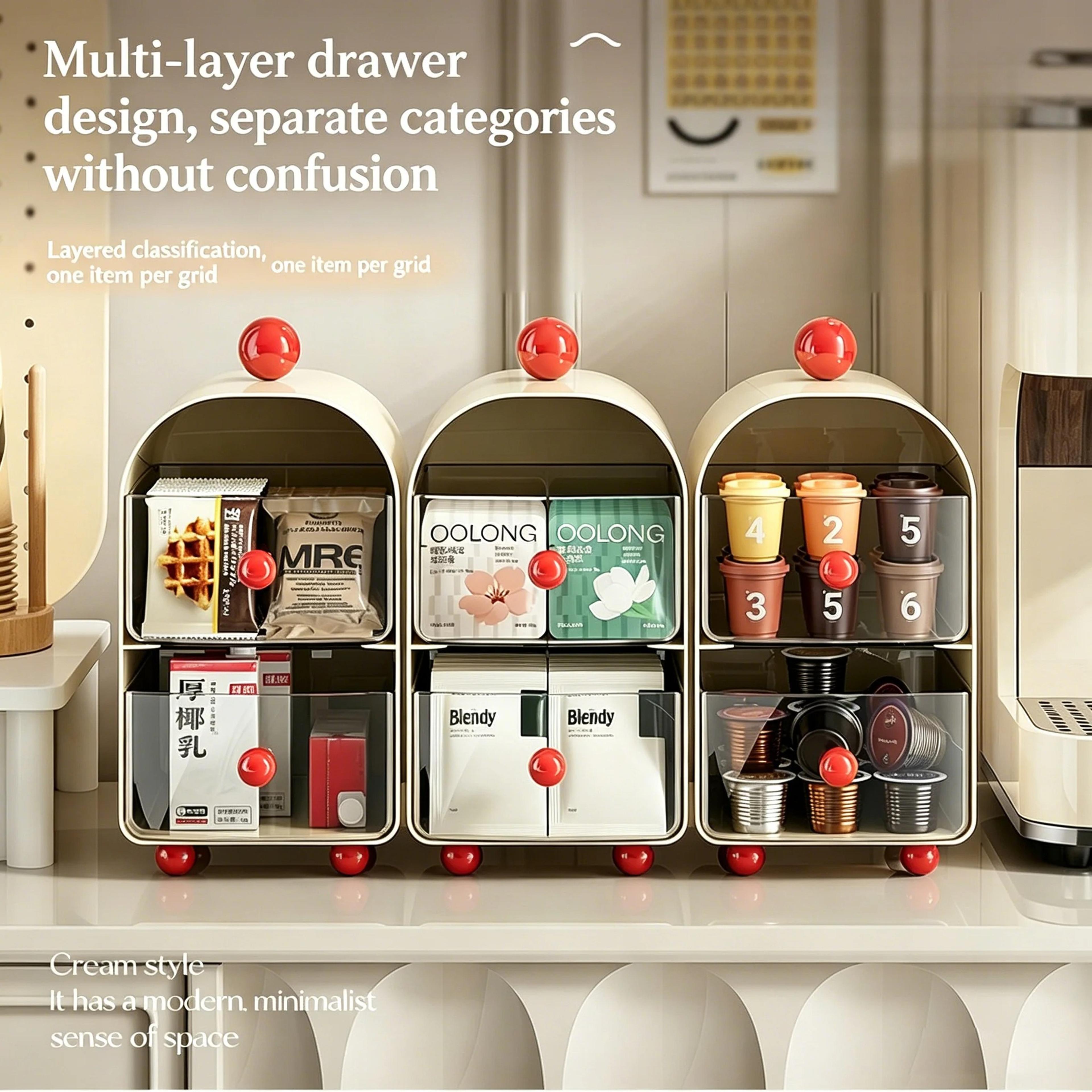 Clear 2 Drawer Desktop Organizer Tea Bag Storage Box For Home And Office 5