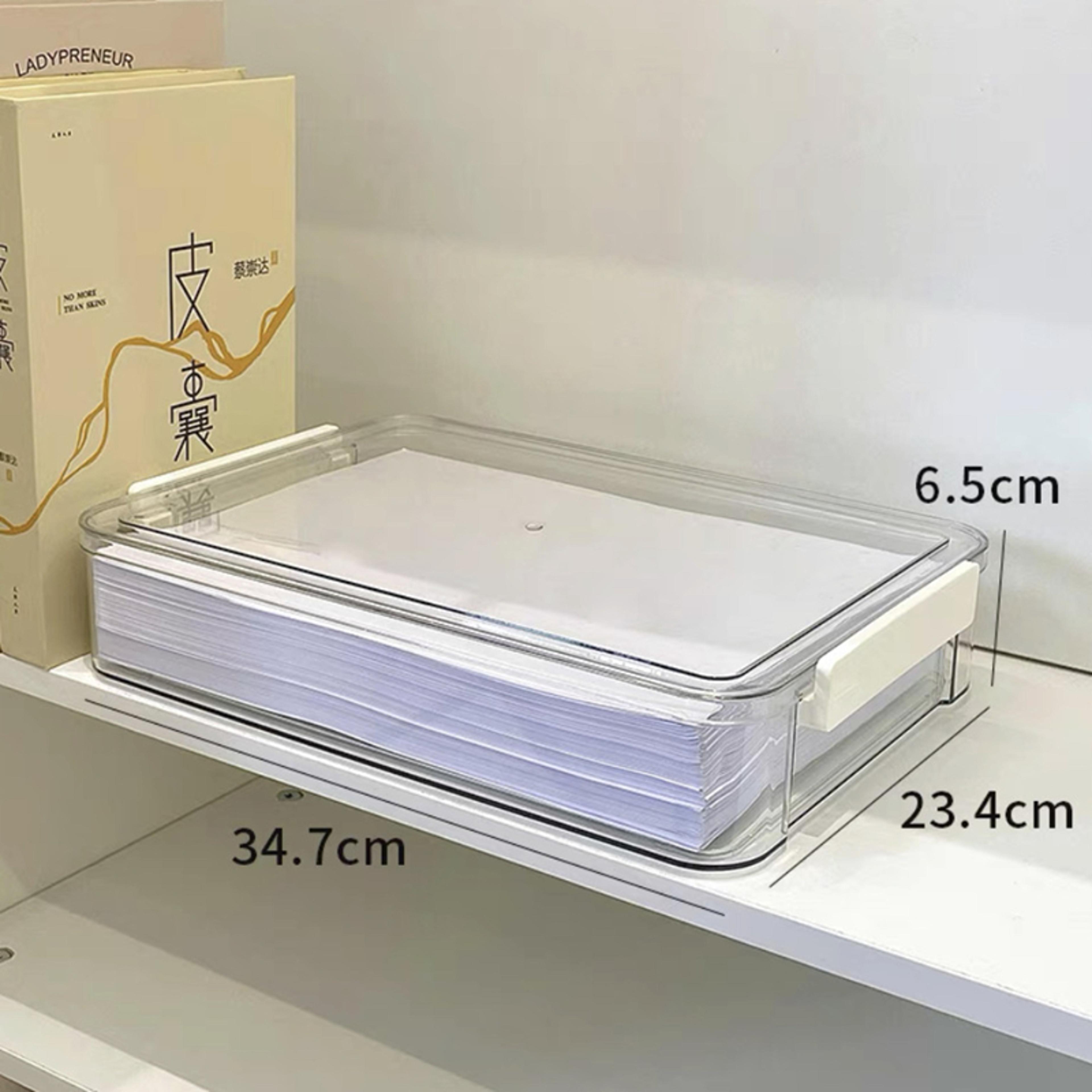 Clear Acrylic A4 File Organizer Box With Dust Proof Desktop Document Storage 6