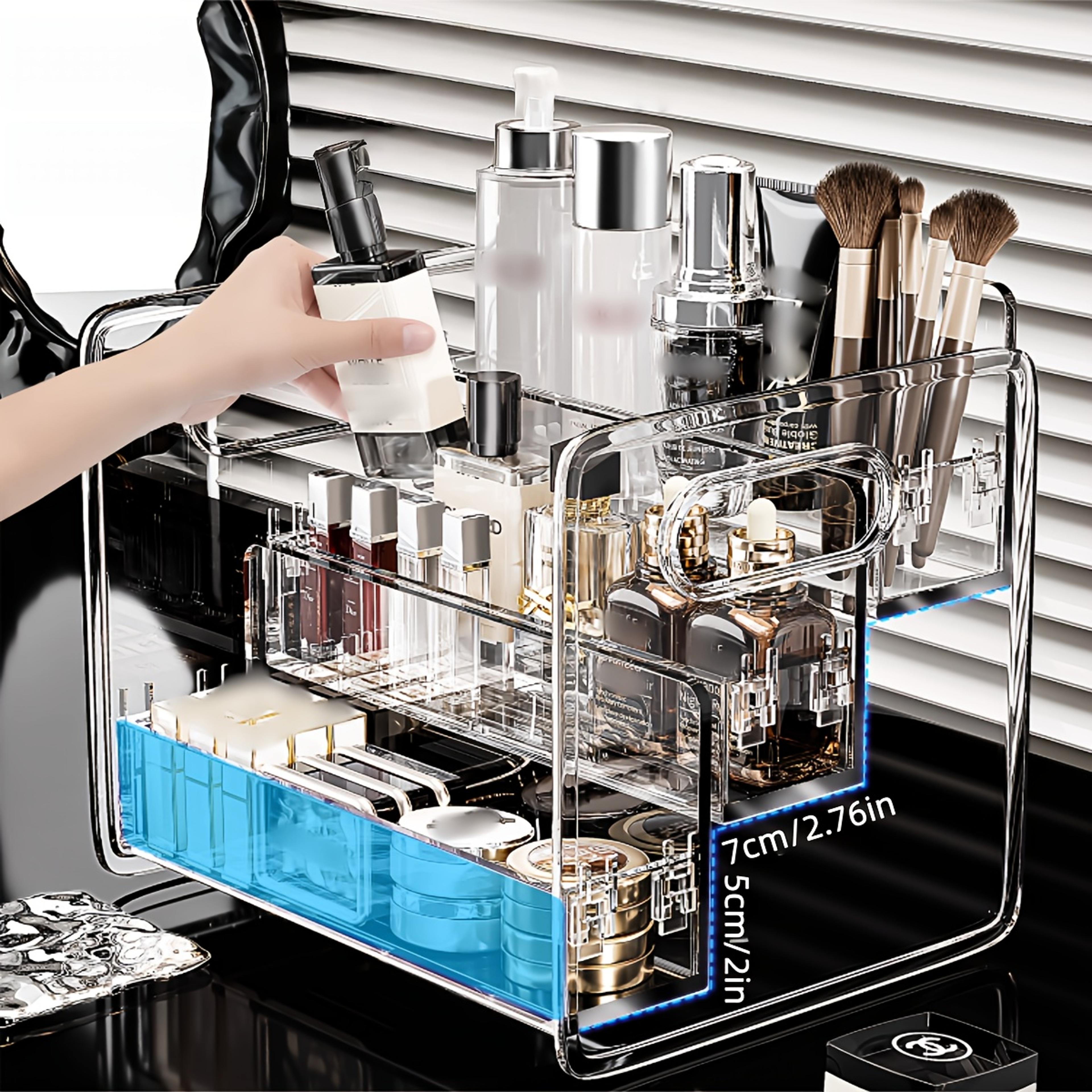 Acrylic Makeup Organizer Clear Slanted Vanity Storage Basket For Cosmetics And Skincare 3