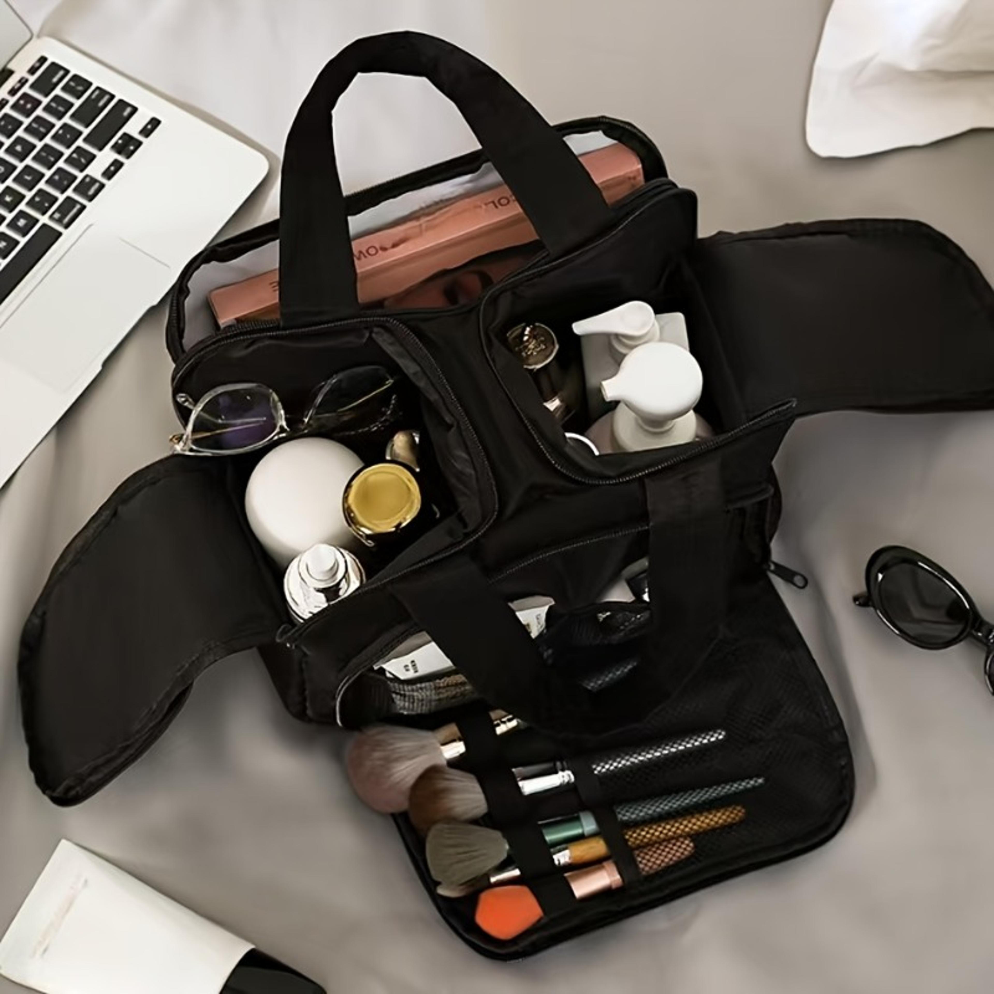 Large Capacity Travel Makeup Bag With Multi Compartment Toiletry Organizer 3
