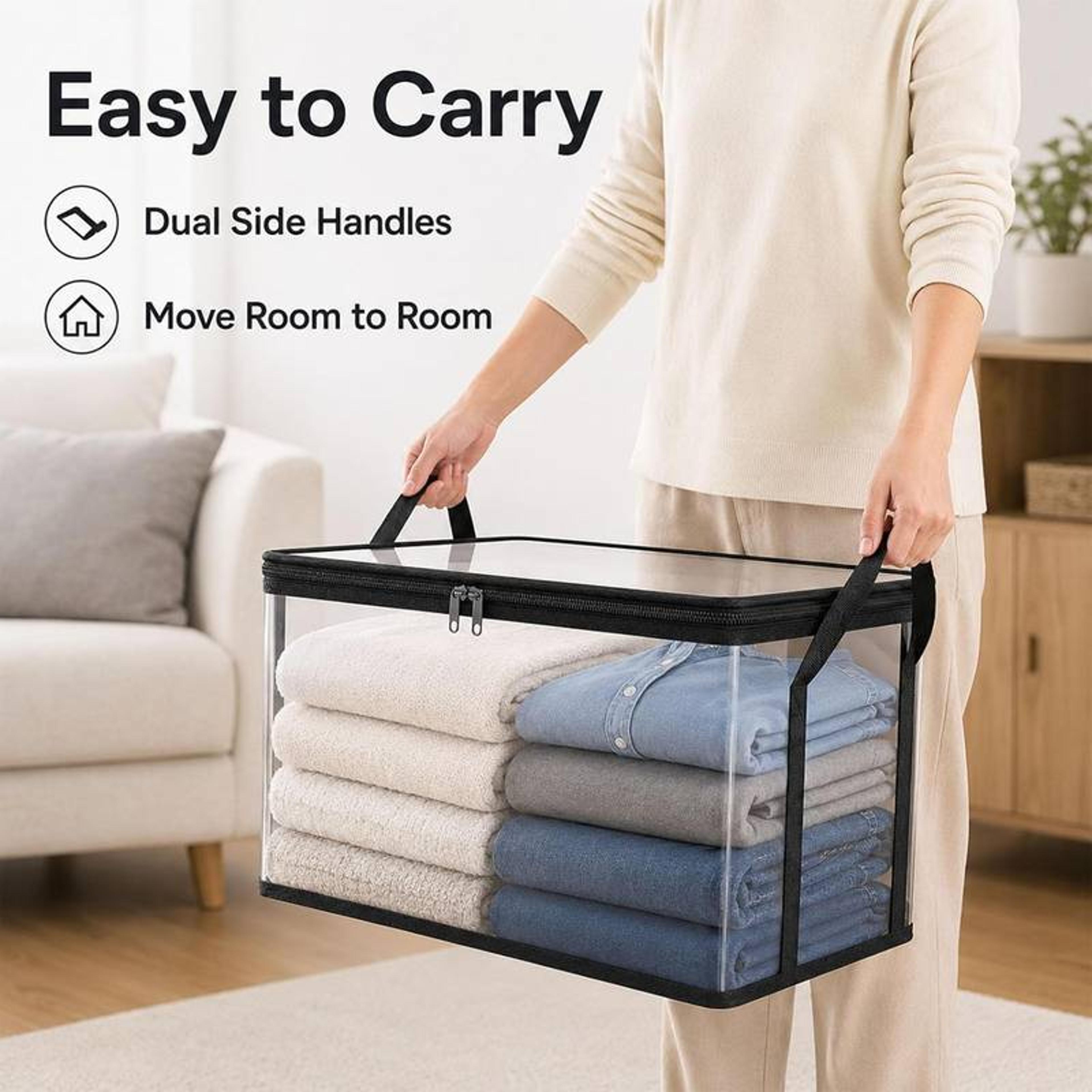 3 Pack Large Clear Foldable Storage Bins With Lids For Clothes And Blankets 1