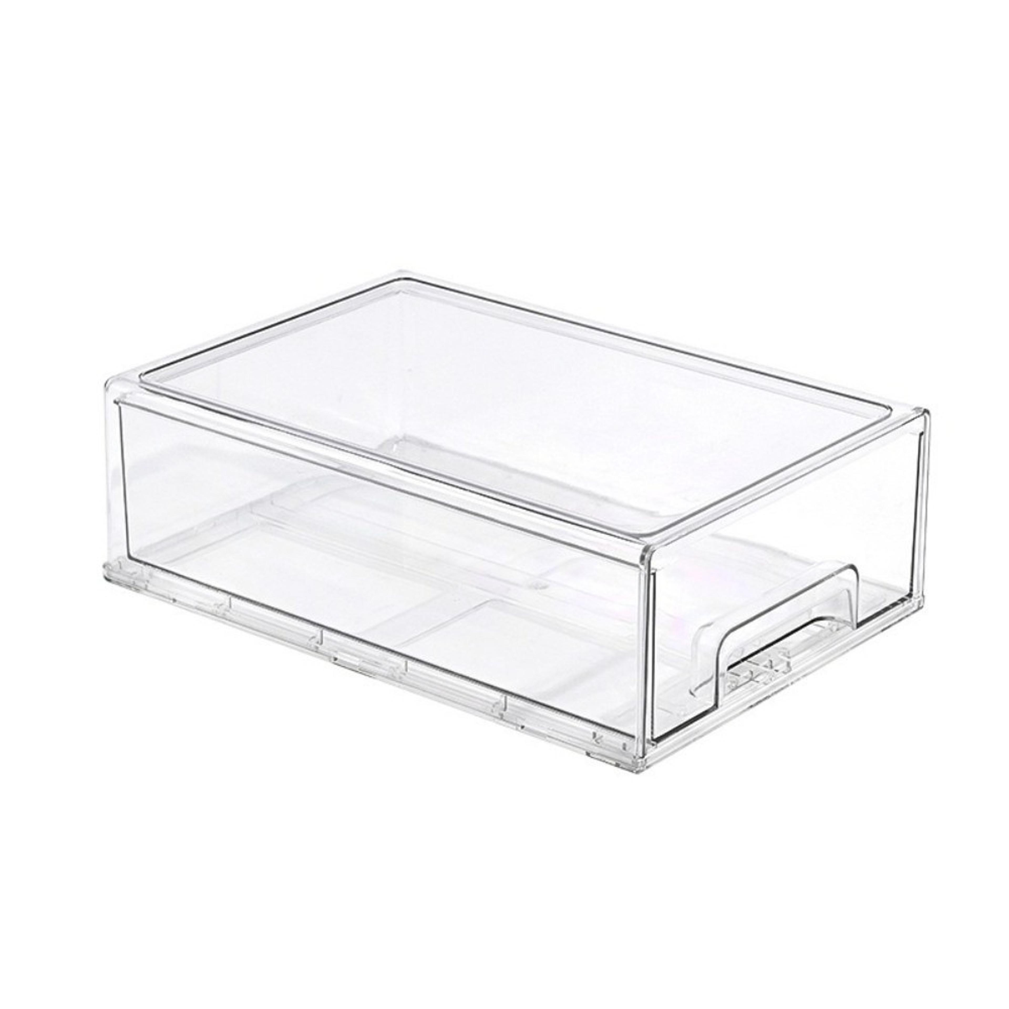 Clear Stackable Refrigerator Storage Box With Pull Out Drawer Organizer 7