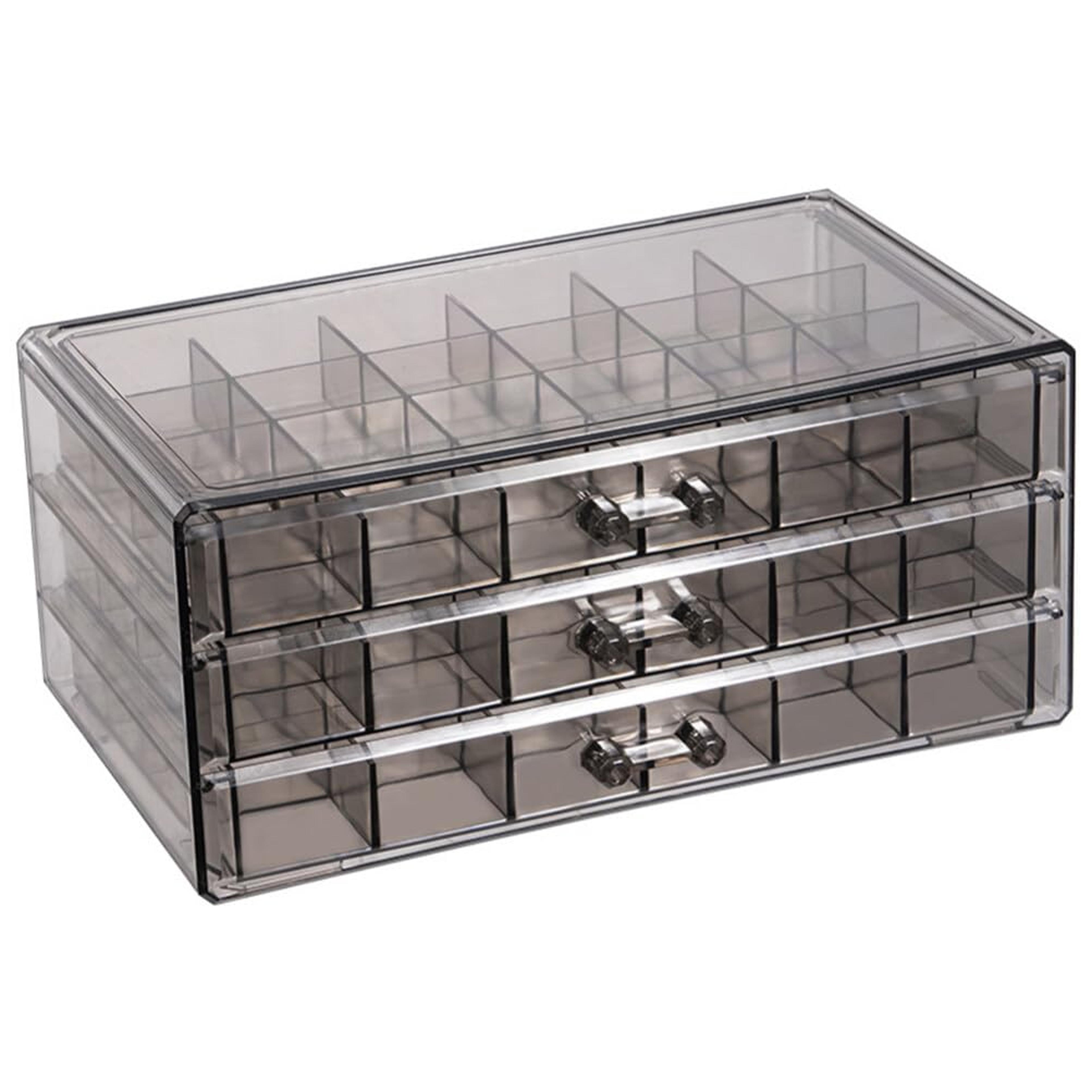 72 Grid Acrylic Jewelry Organizer With 3 Layer Earring Storage Drawers 6
