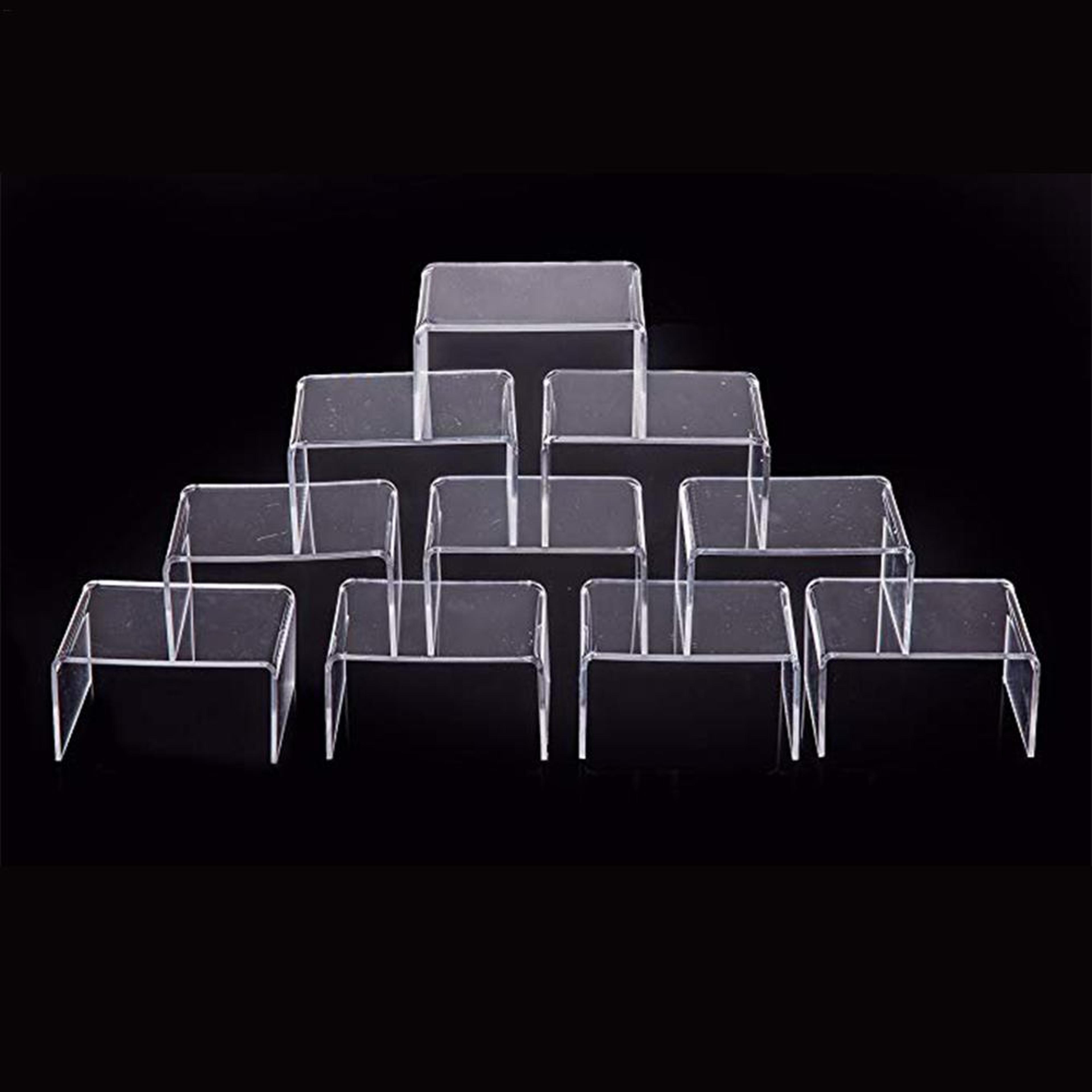 10PCS Stackable Clear Acrylic Display Risers For Makeup Jewelry And Collectibles 2