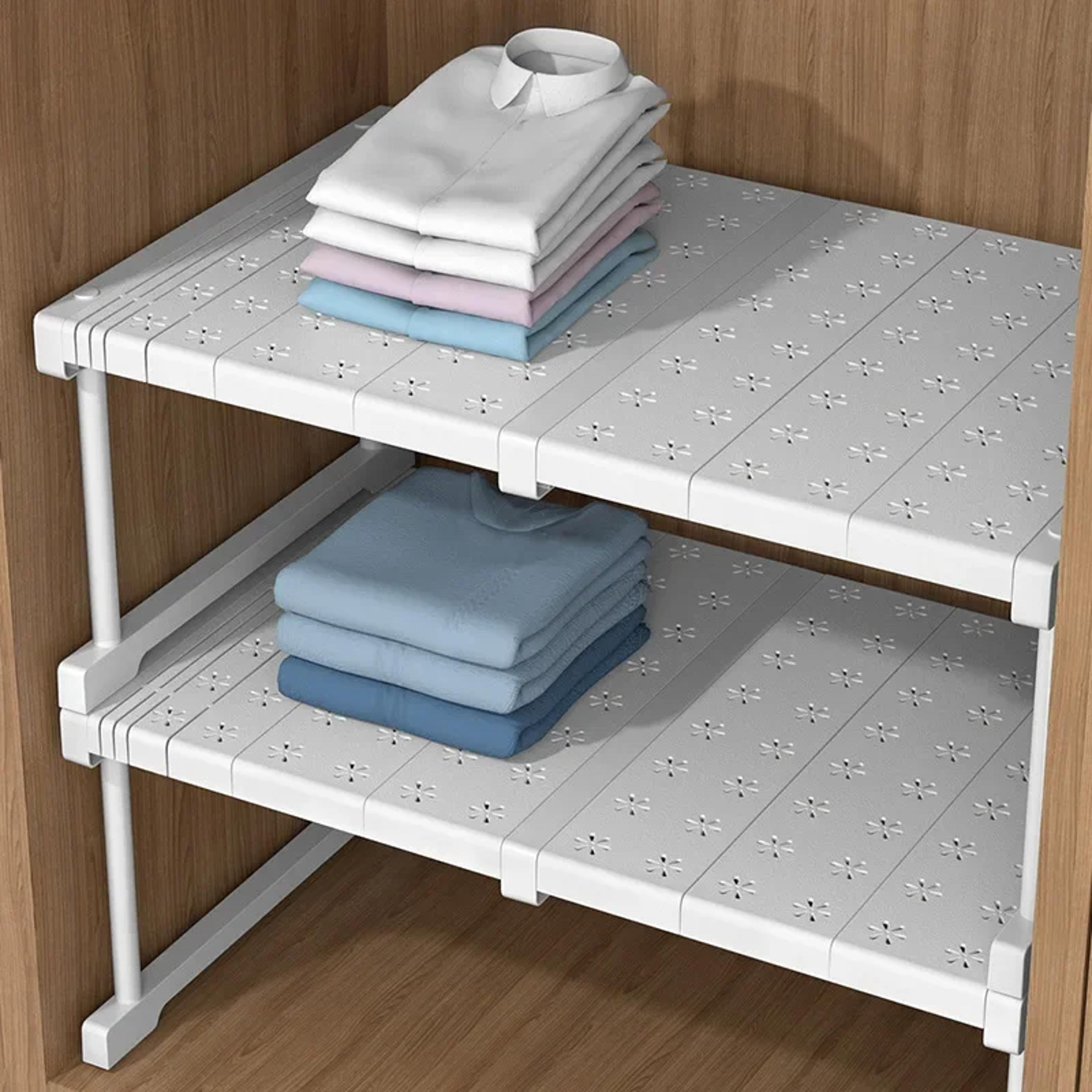 Adjustable Closet Shelf Stackable Wardrobe Organizer And Telescopic Storage Rack 0