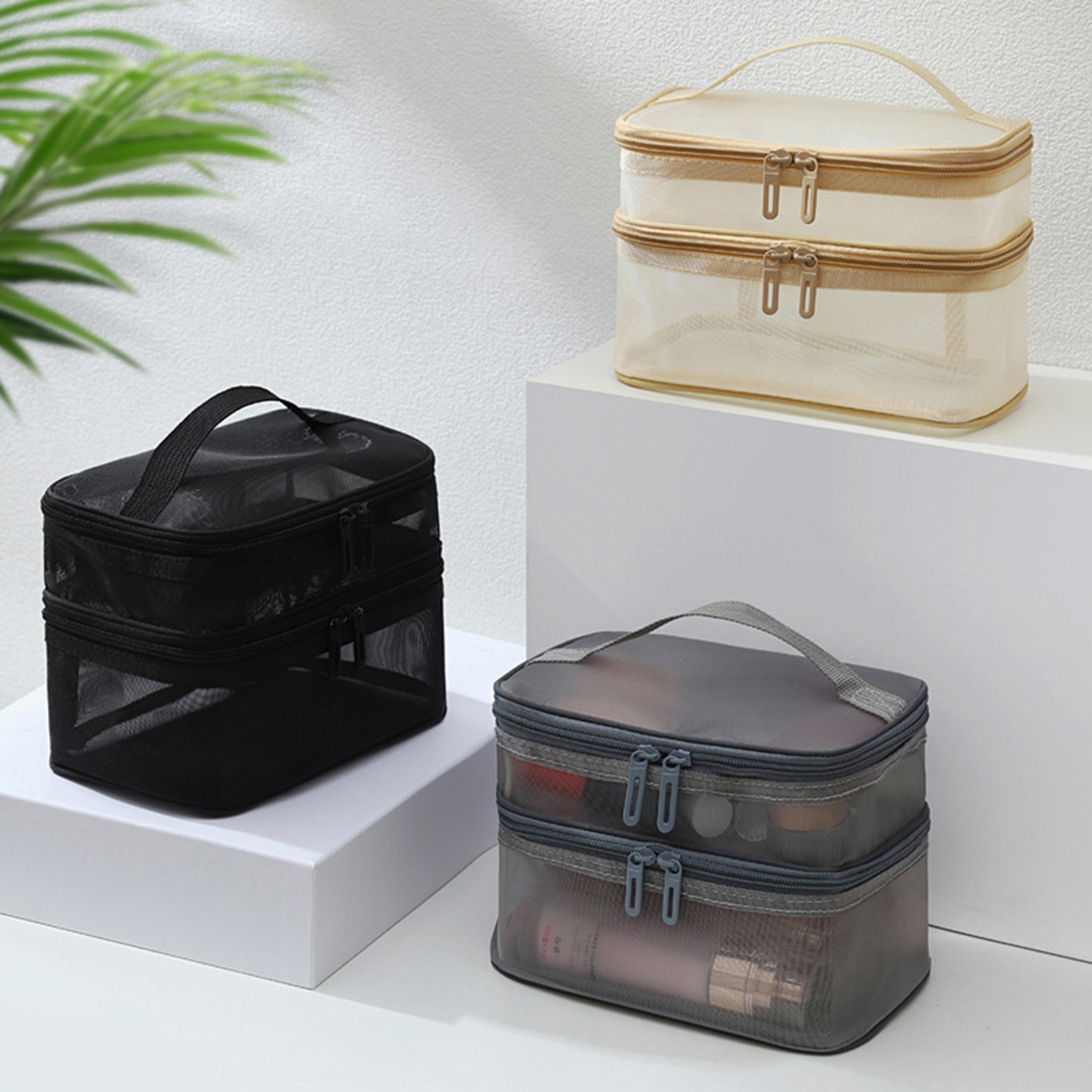 Double Layer Travel Cosmetic Bag Large Capacity Transparent Makeup Organizer 5