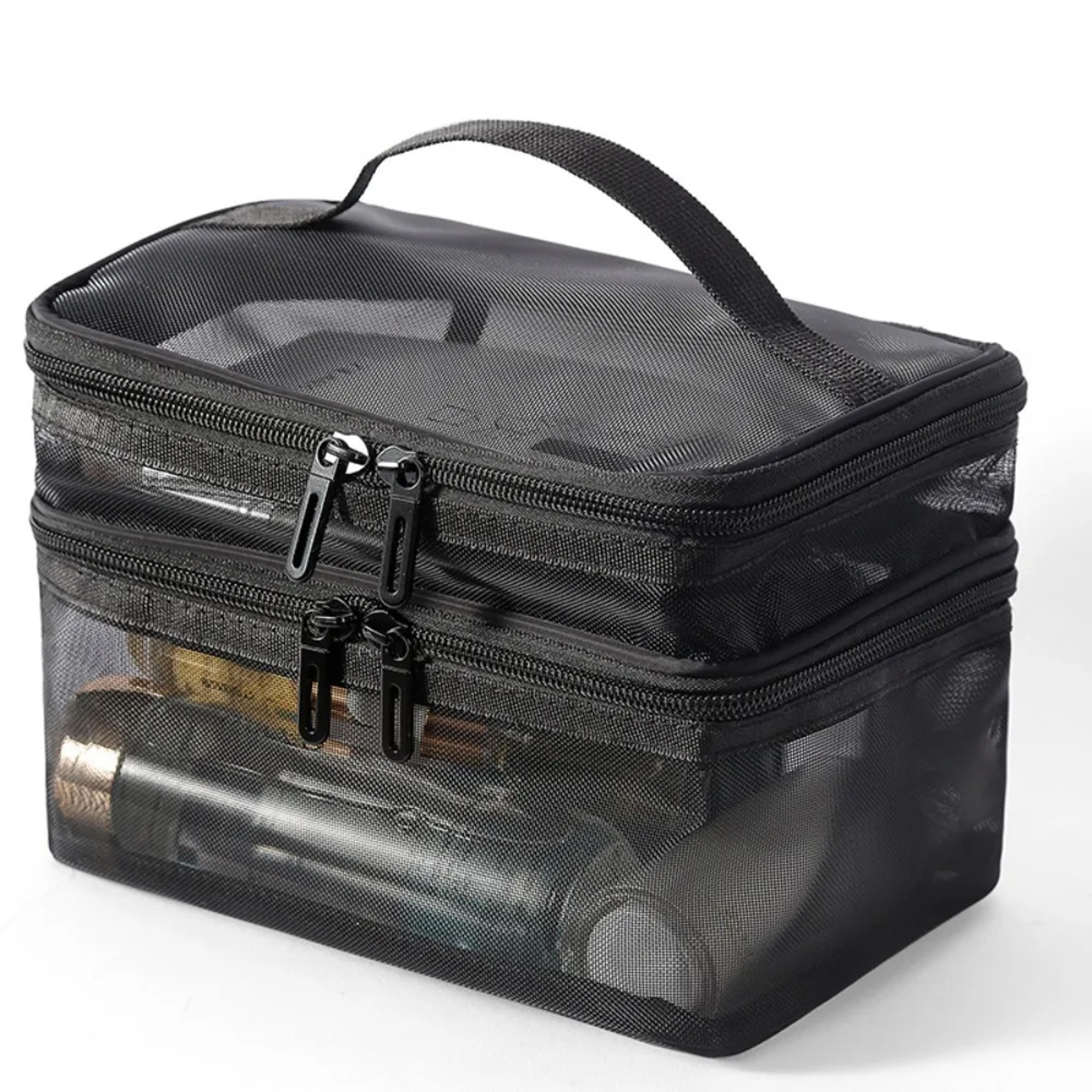 Double Layer Travel Cosmetic Bag Large Capacity Transparent Makeup Organizer 9
