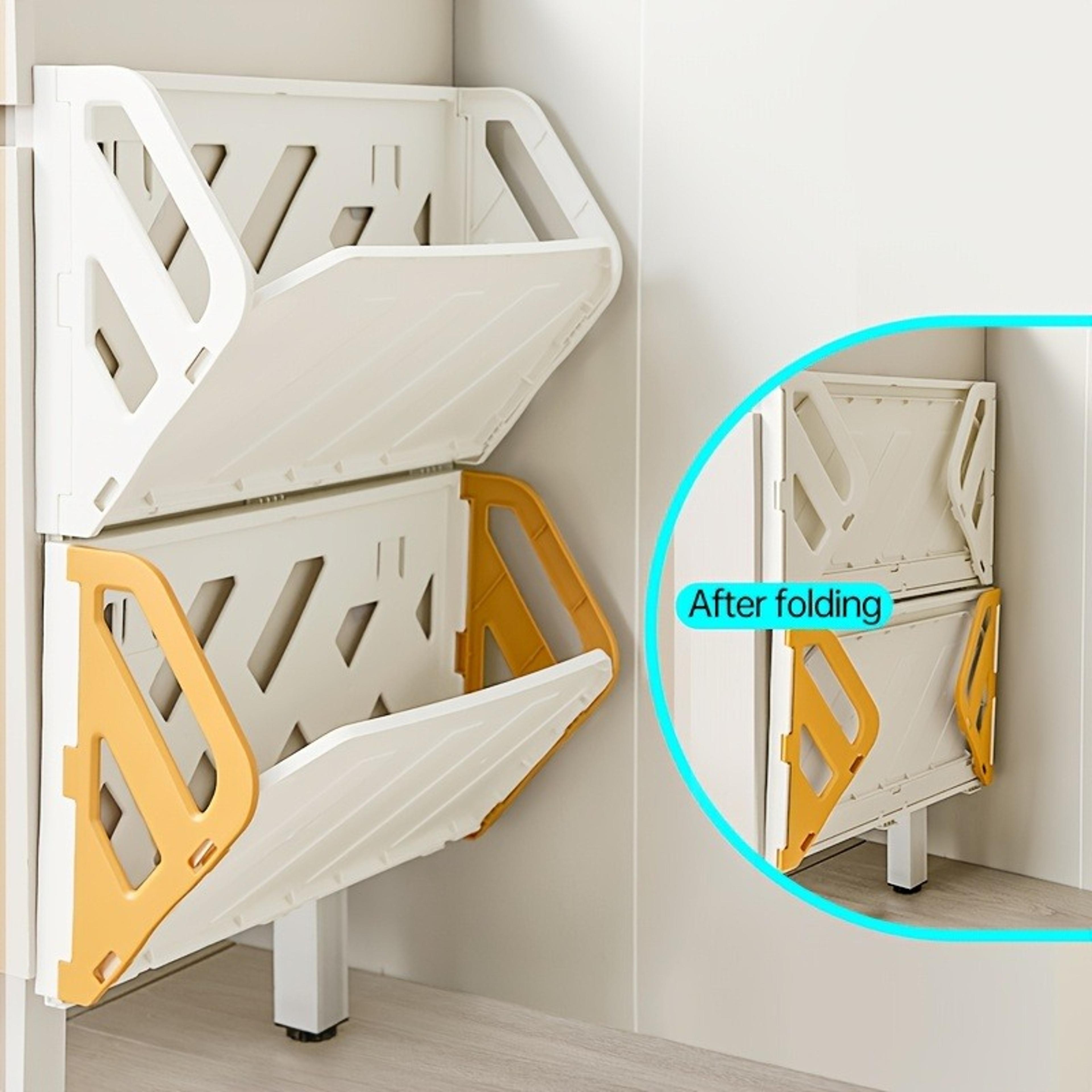Wall Mounted Folding Shoe Rack No Drill Space Saving Shoe Organizer 1