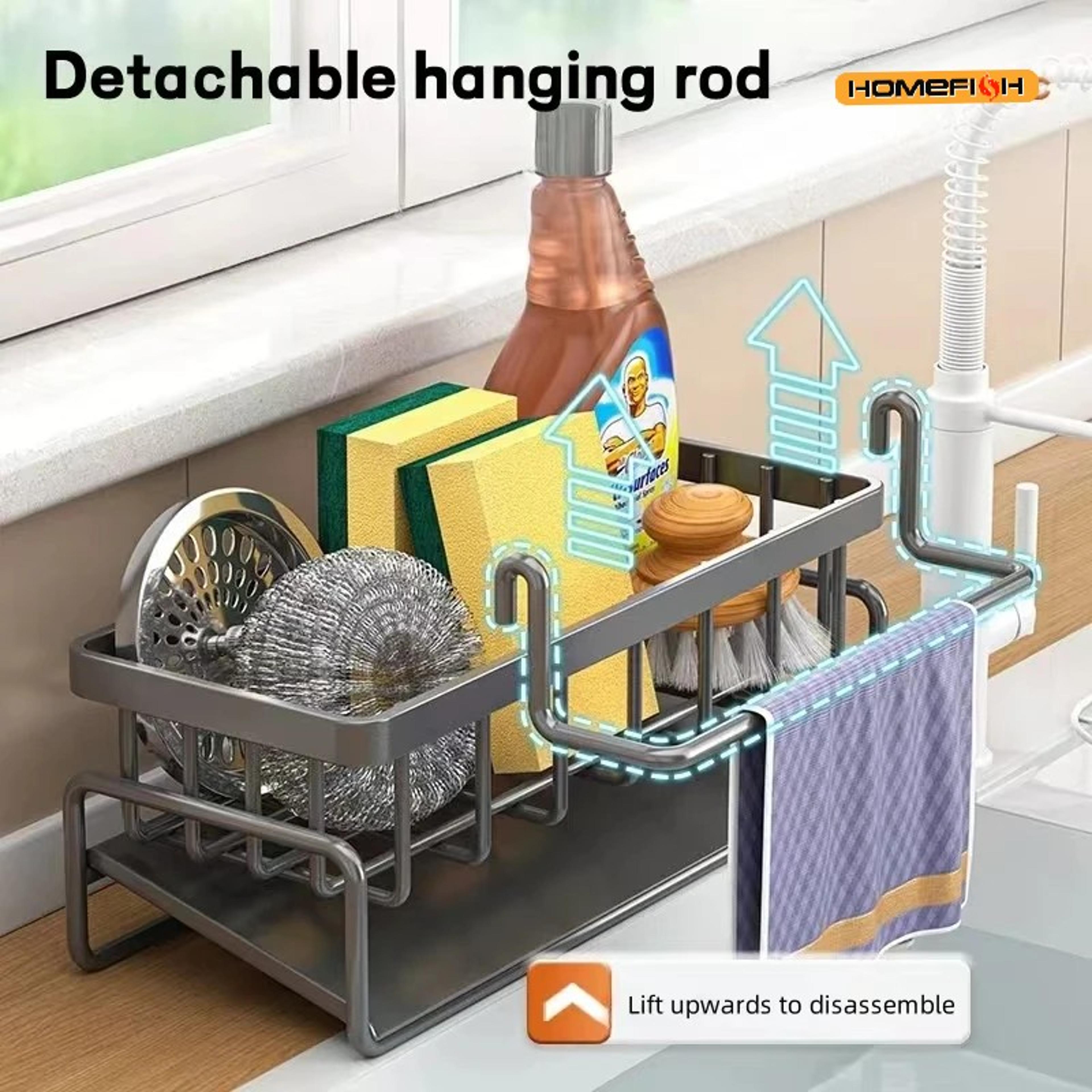Self Draining Kitchen Sink Caddy Sponge And Dish Soap Organizer 4