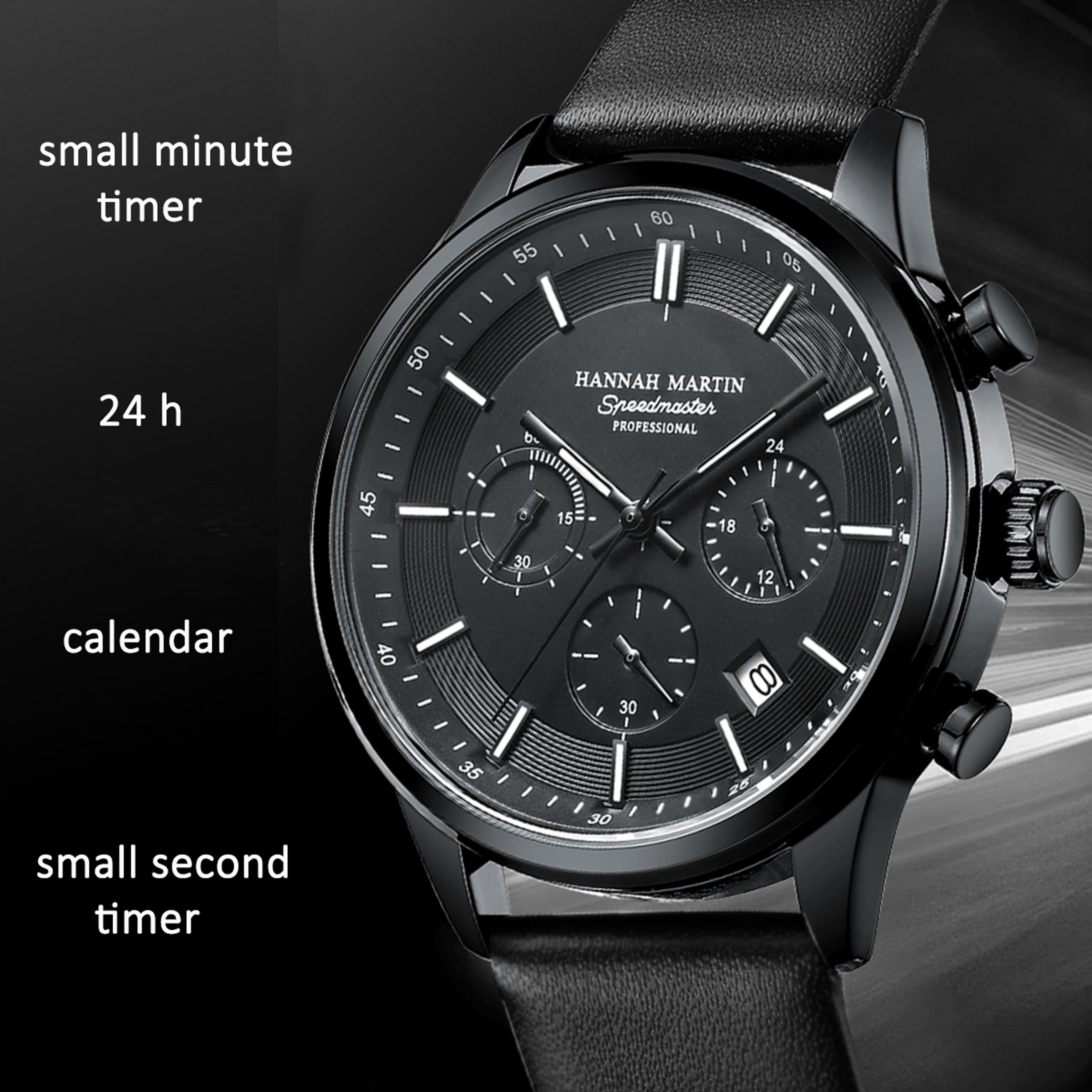 Mens Black Multifunction Quartz Watch With Timing Dial For Casual And Business Wear 4