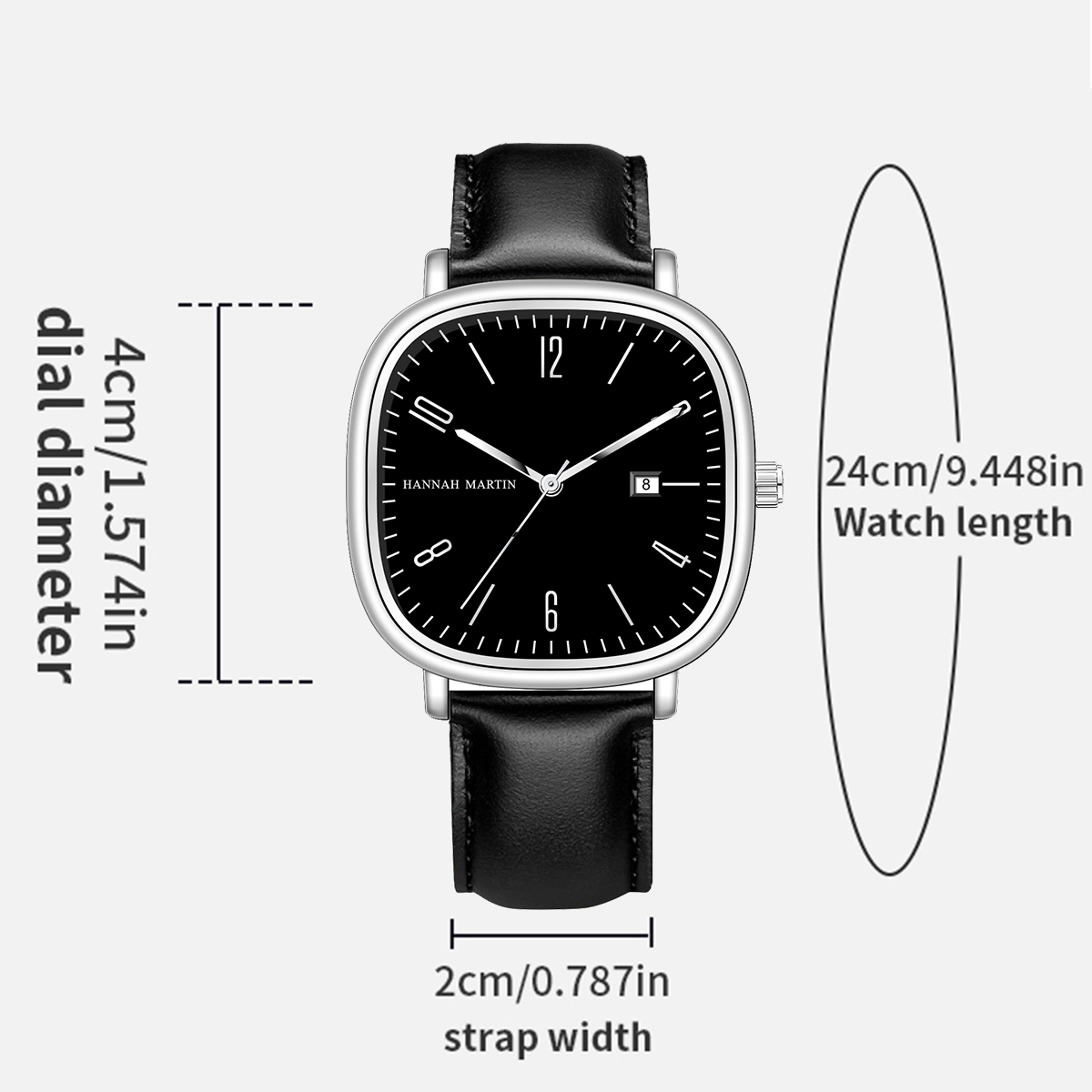 Black Leather Mens Quartz Watch Waterproof Business Calendar Wristwatch 2