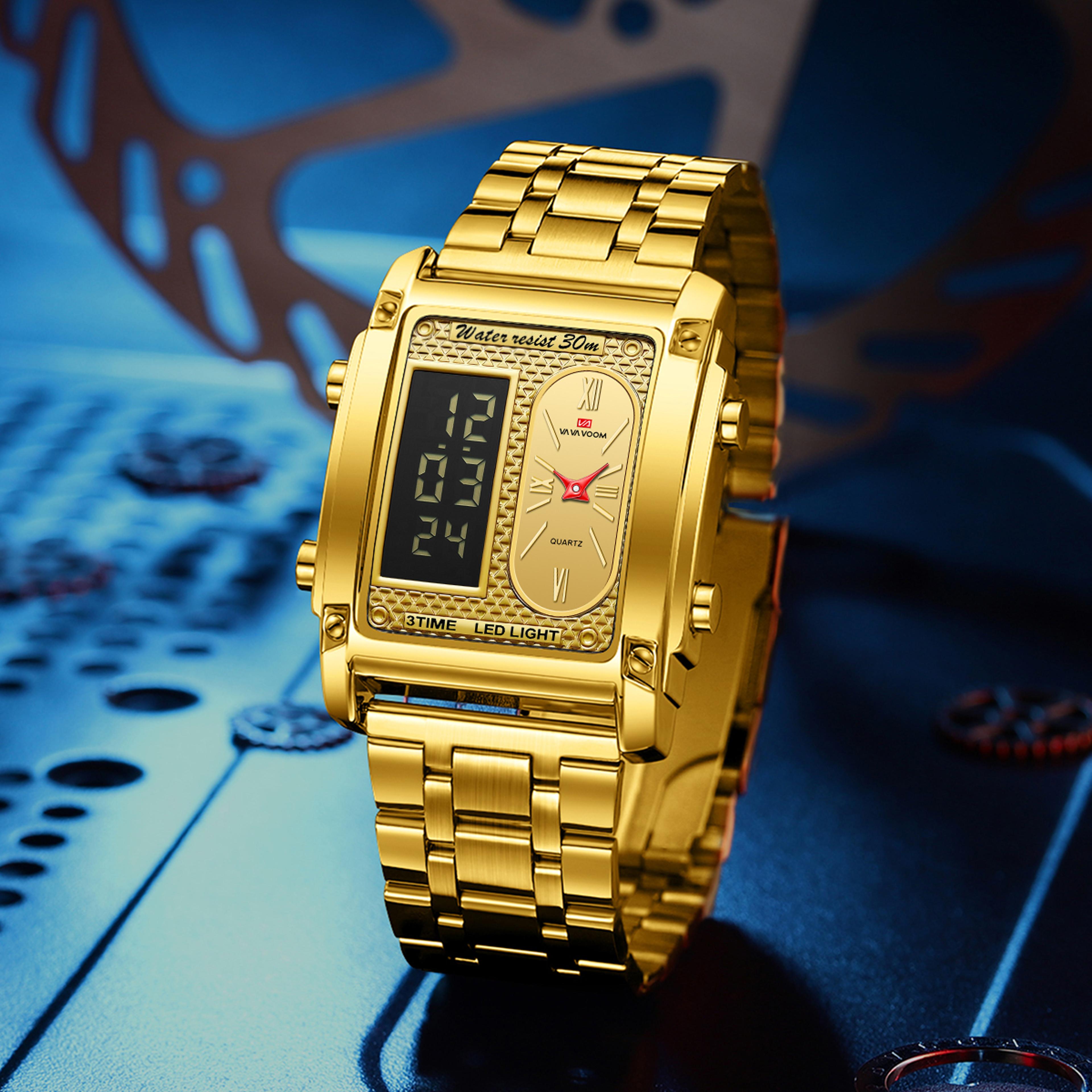 Square LED Digital Quartz Watch For Men With Stainless Steel Band 2