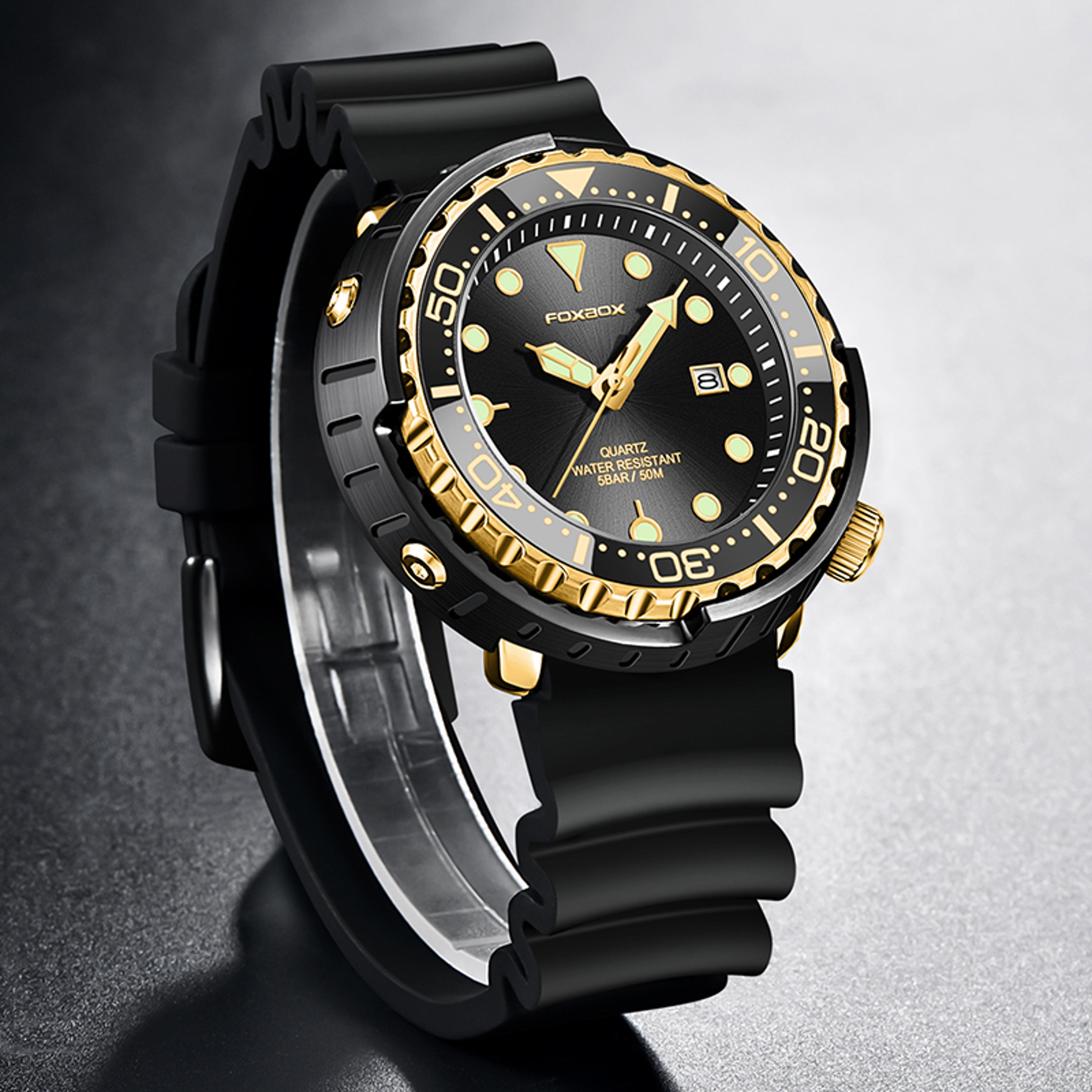 Mens Waterproof Diver Watch With Luminous Dial Date Display And Quartz Movement 3