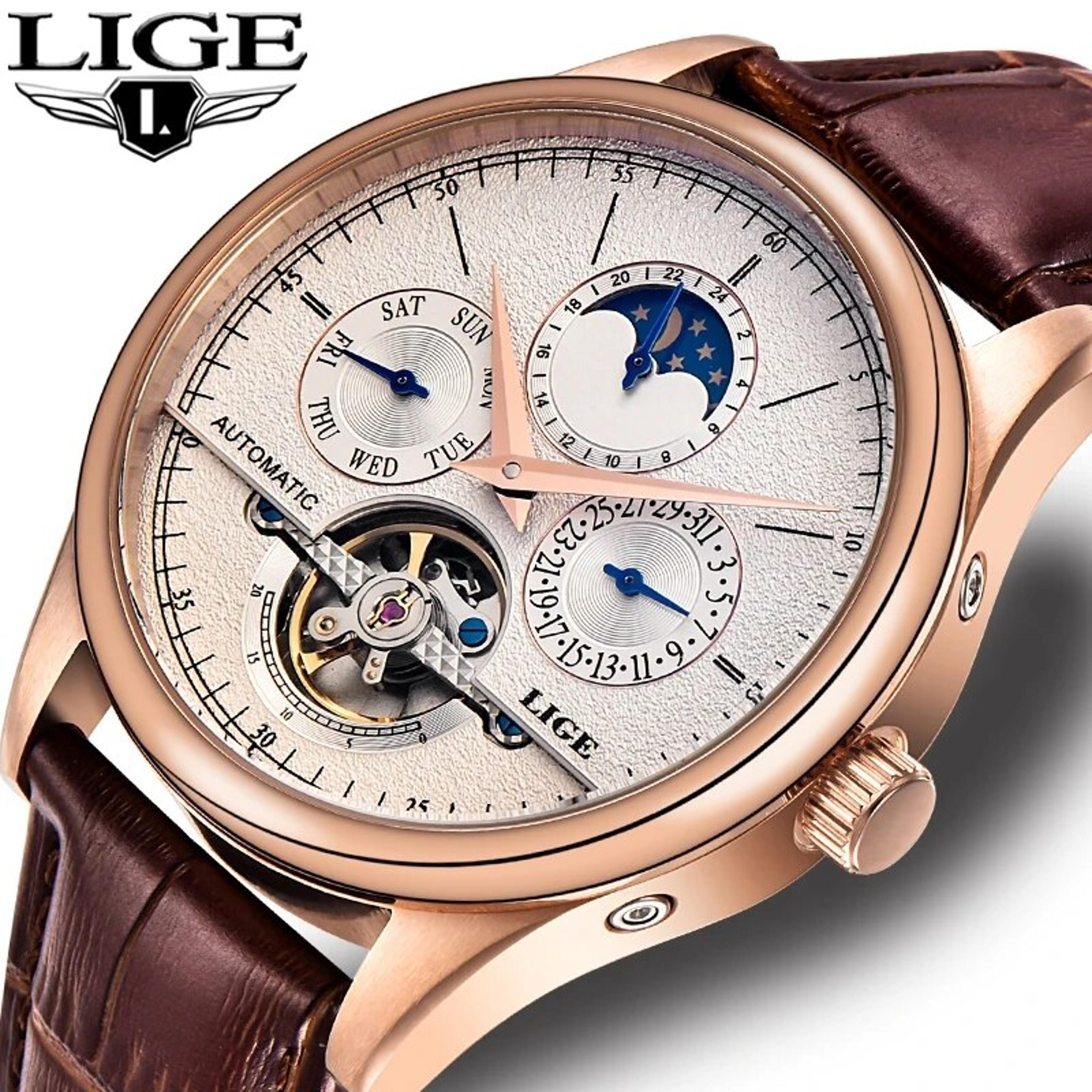 Automatic Mechanical Watch For Men With Tourbillon Style Dial And Genuine Leather Strap 2