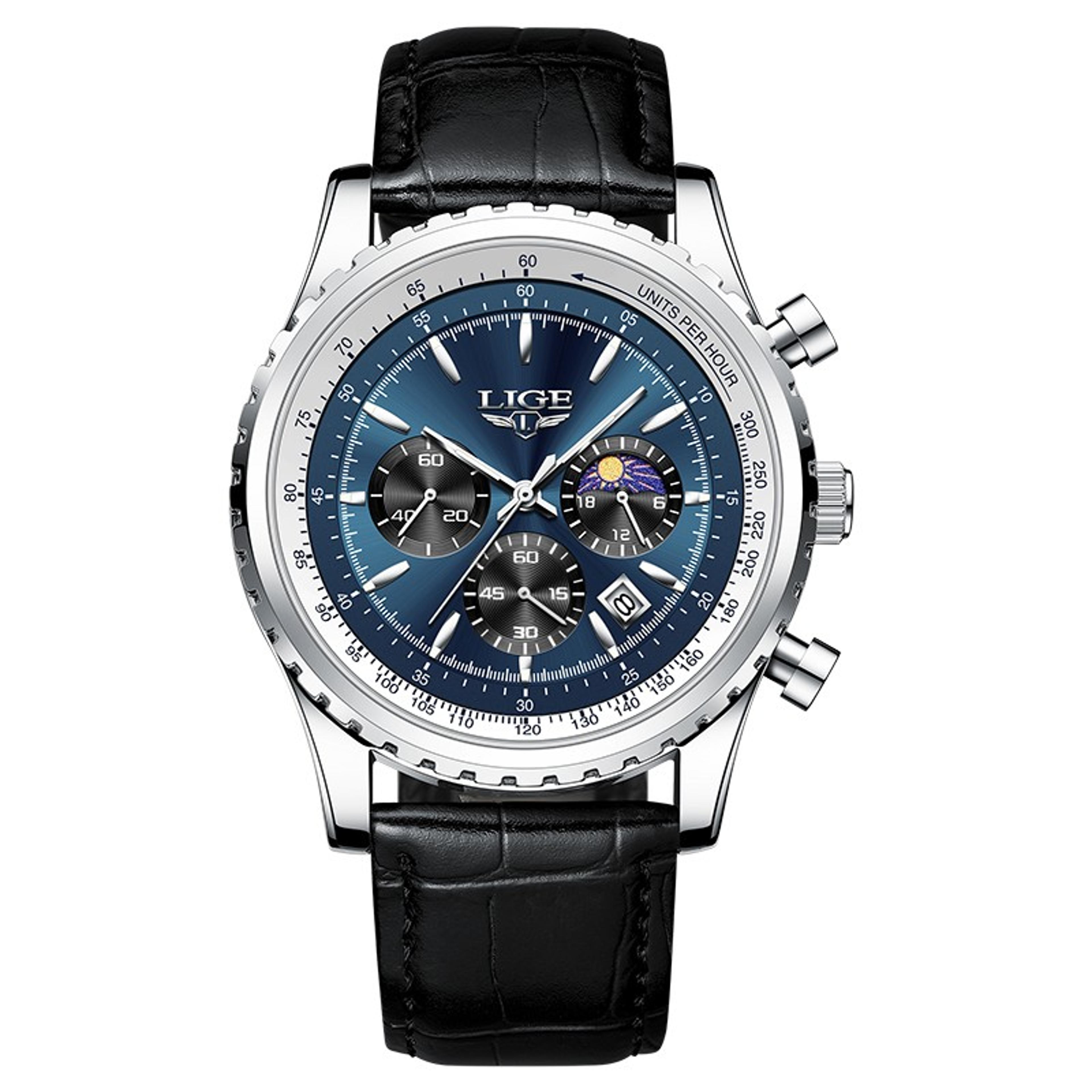 Luxury Mens Quartz Watch With Leather Strap And Luminous Chronograph 7