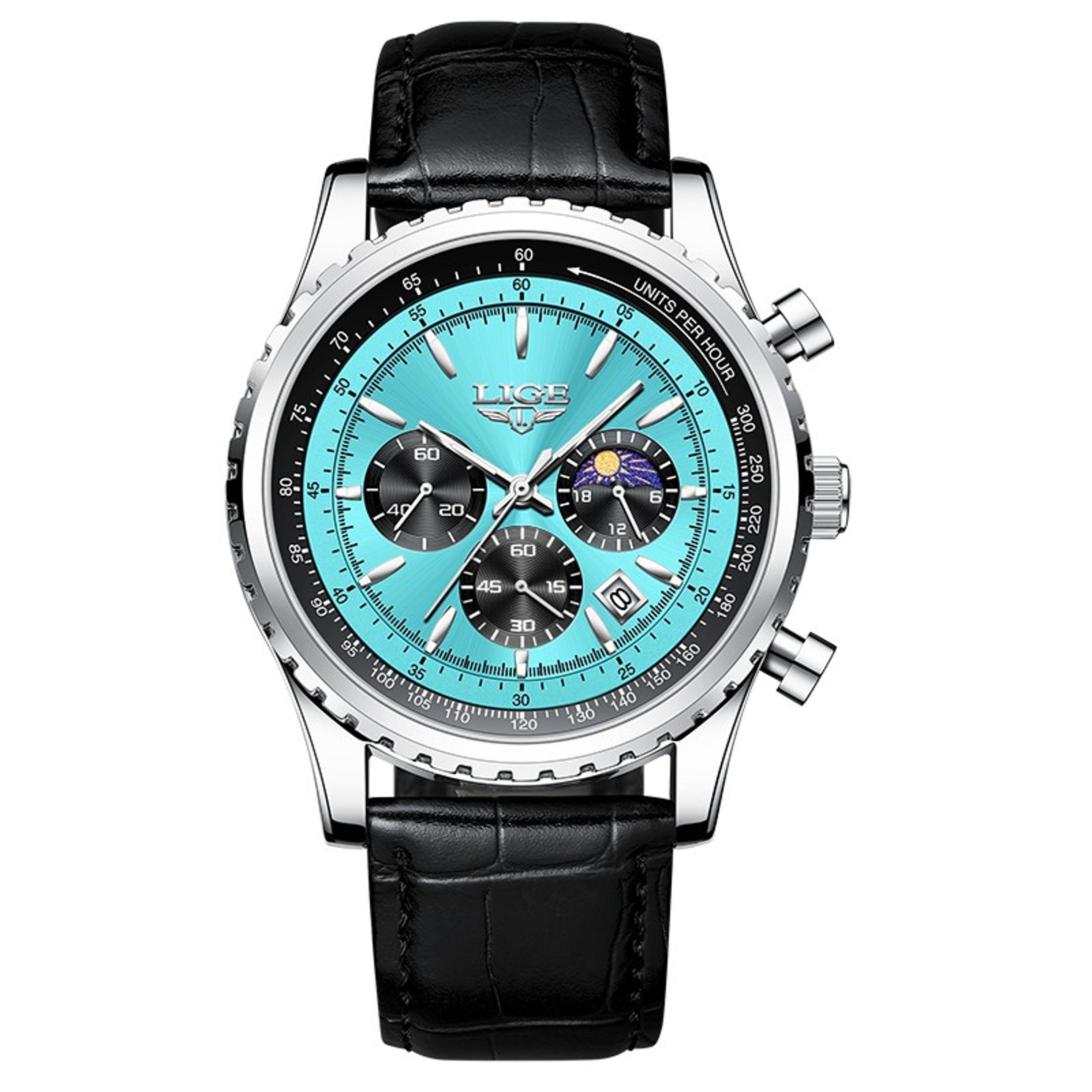 Luxury Mens Quartz Watch With Leather Strap And Luminous Chronograph 8