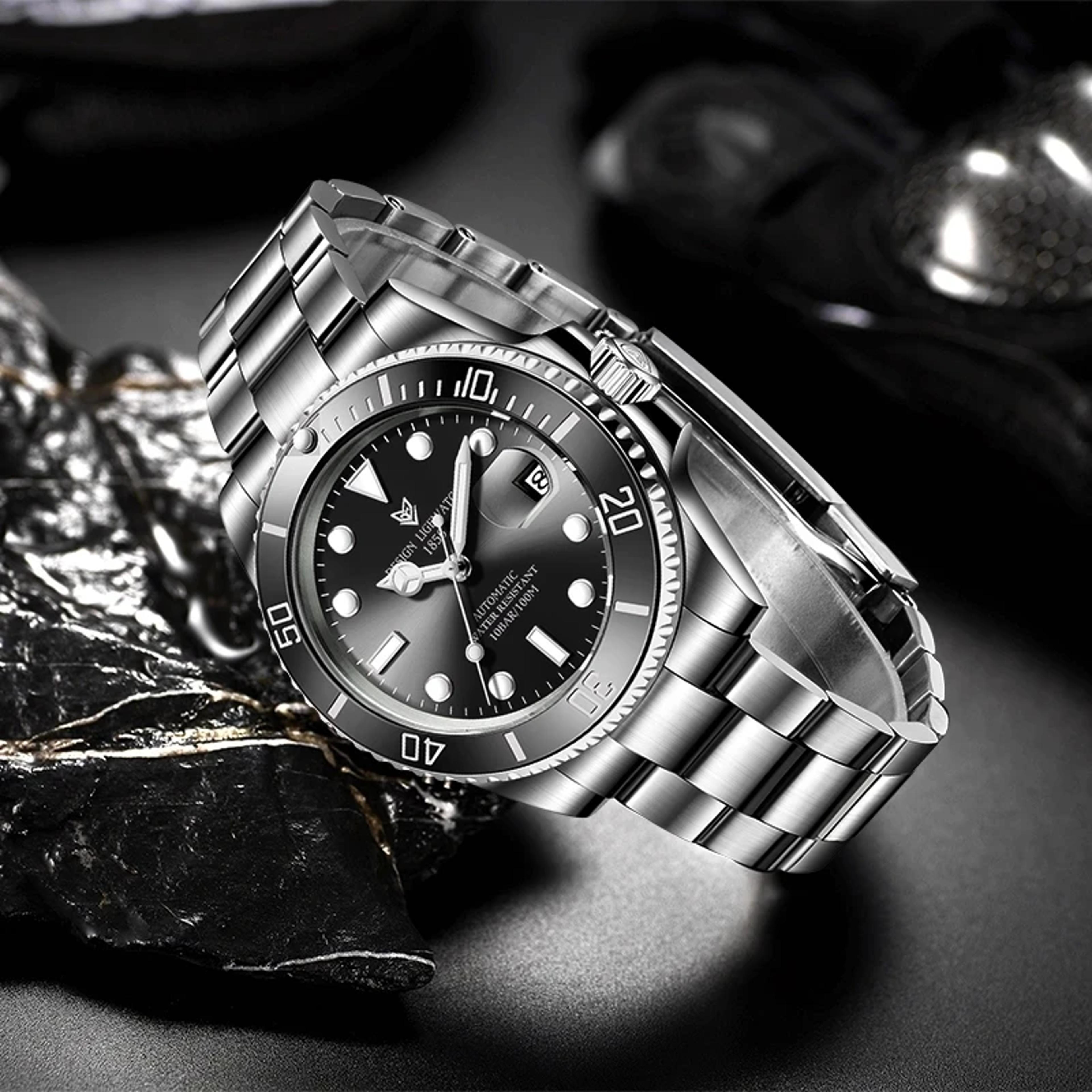 Luxury Automatic Mechanical Watch For Men With Stainless Steel Band And Luminous Display 4