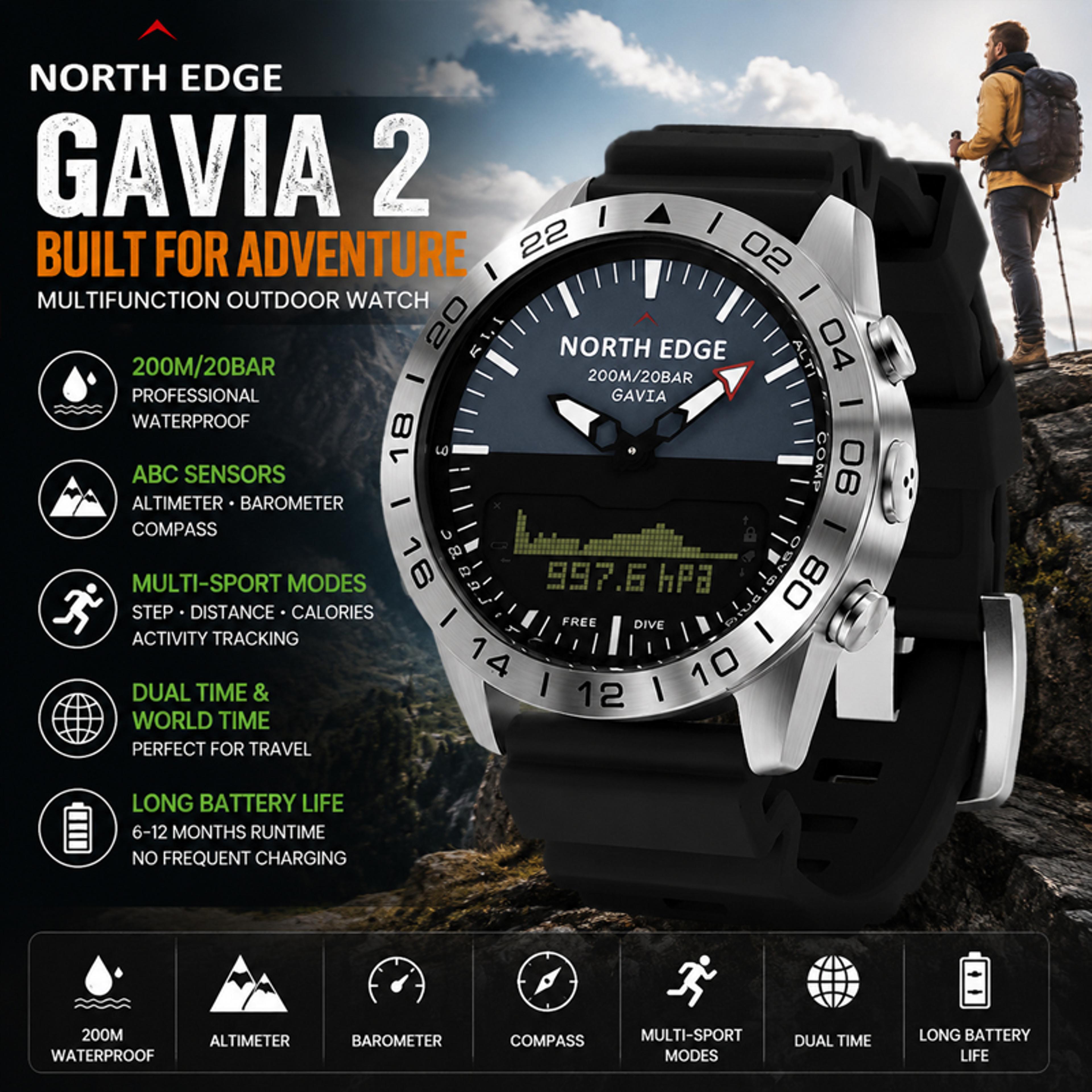 Waterproof Dive Watch For Men With Altimeter Barometer Compass And Stainless Steel Design 1