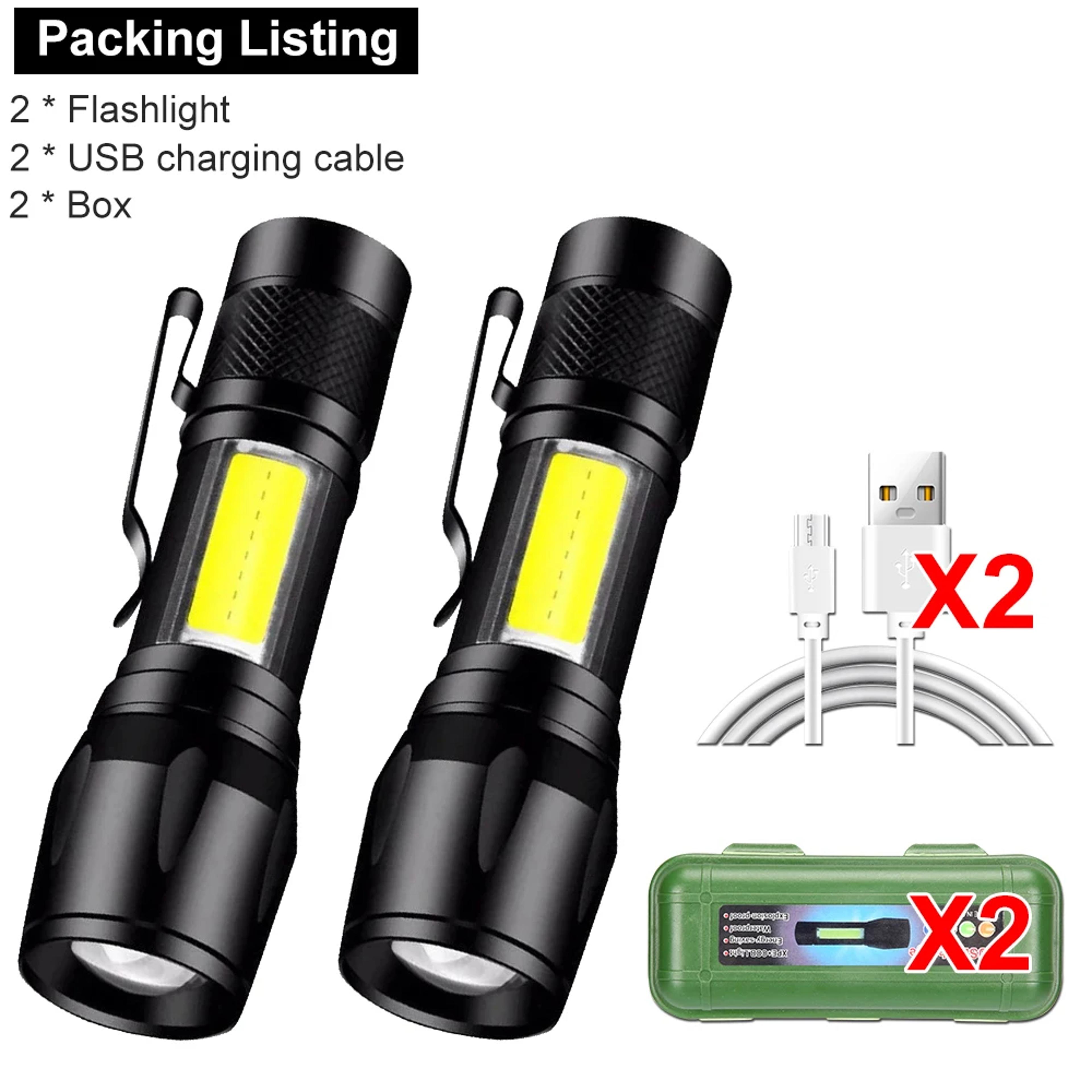 Mini Rechargeable LED Flashlight With COB XPE Light Zoomable Focus And Pen Clip 8