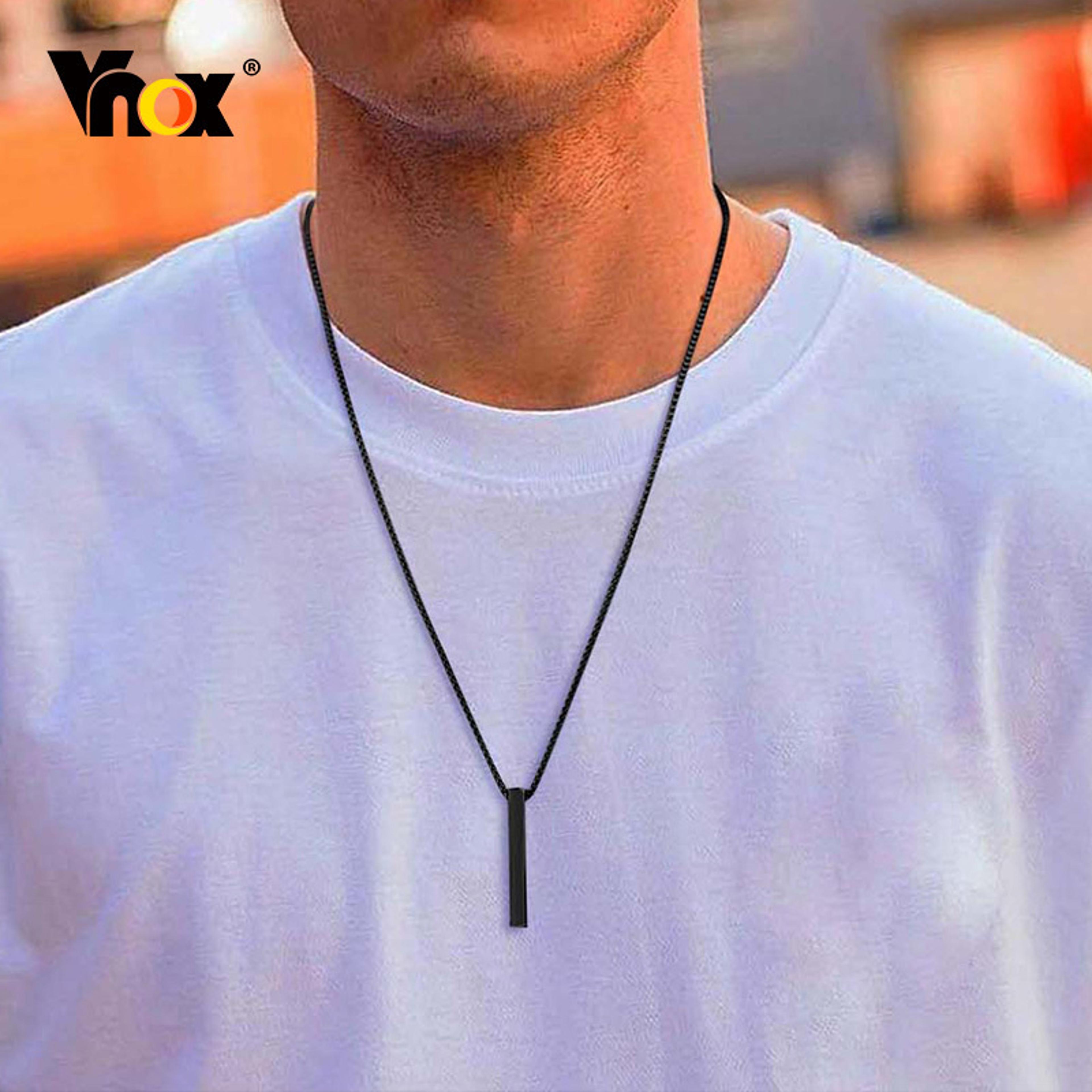 Vnox Minimalist Stainless Steel Bar Pendant Necklace For Men And Women 2