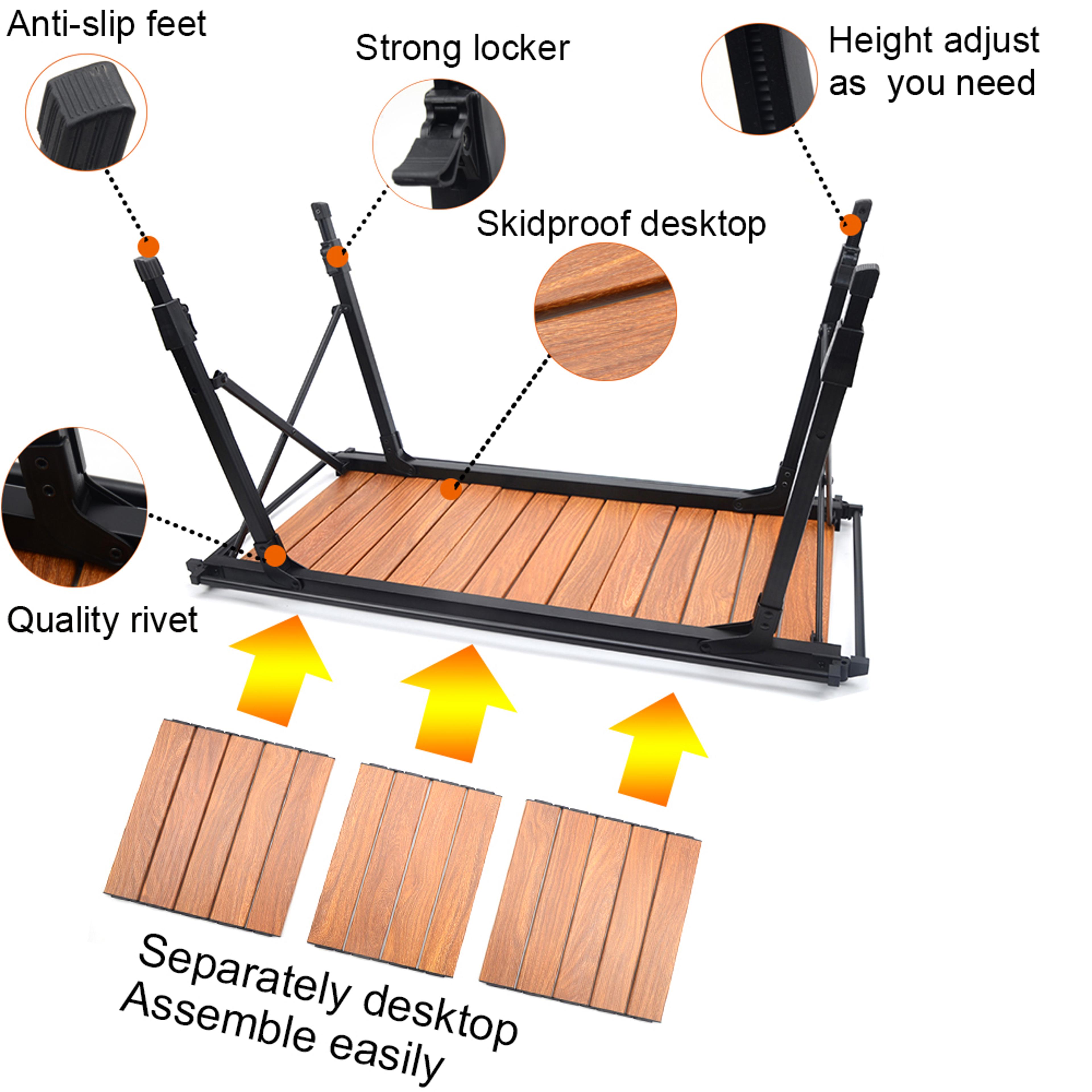 Portable IGT Folding Camping Table With Adjustable Height For Outdoor Cooking 2
