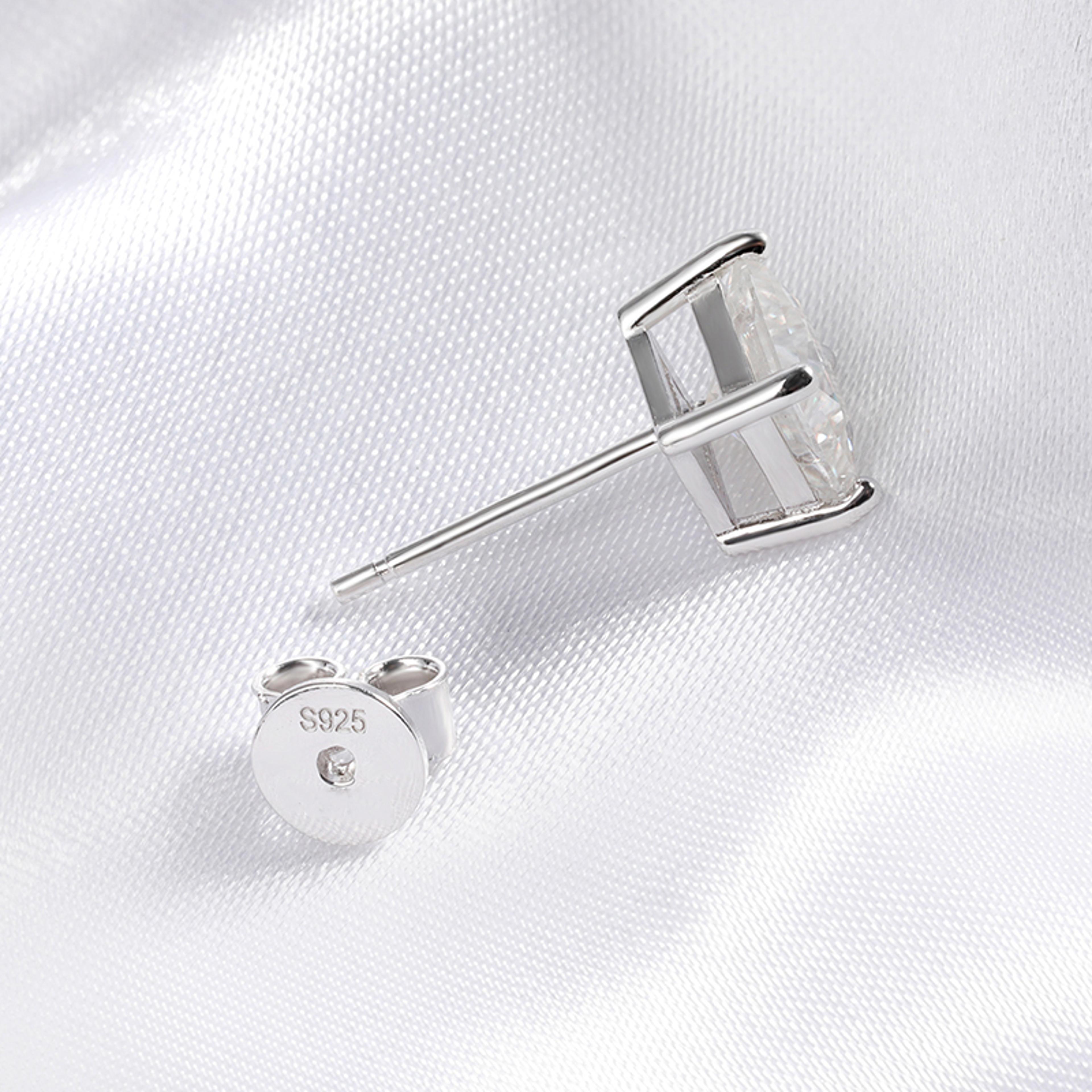 Princess Cut Moissanite Stud Earrings In 925 Sterling Silver For Women And Men 3