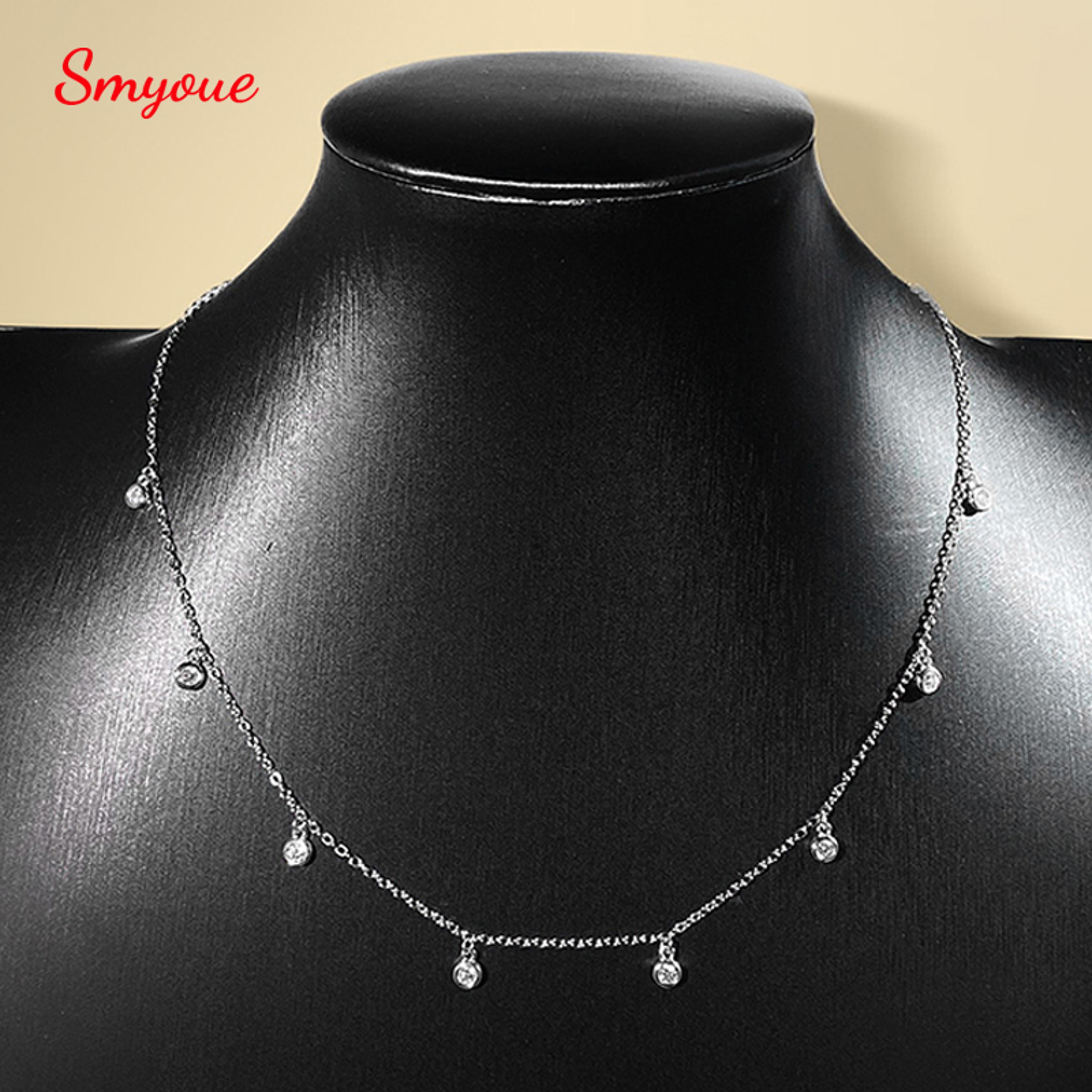 8 Stone Moissanite Necklace 925 Sterling Silver White Gold Plated Pendant For Women 1