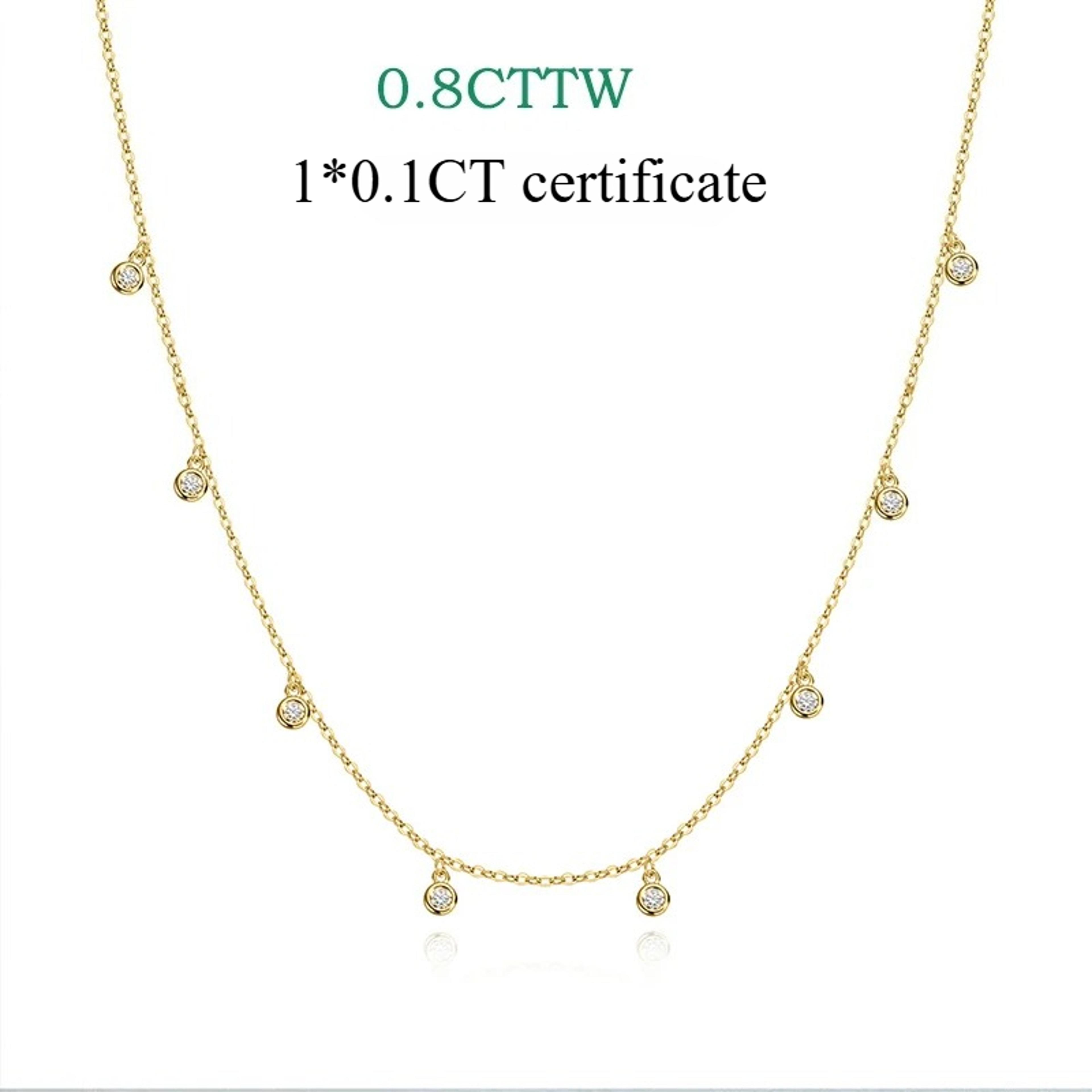 8 Stone Moissanite Necklace 925 Sterling Silver White Gold Plated Pendant For Women 6