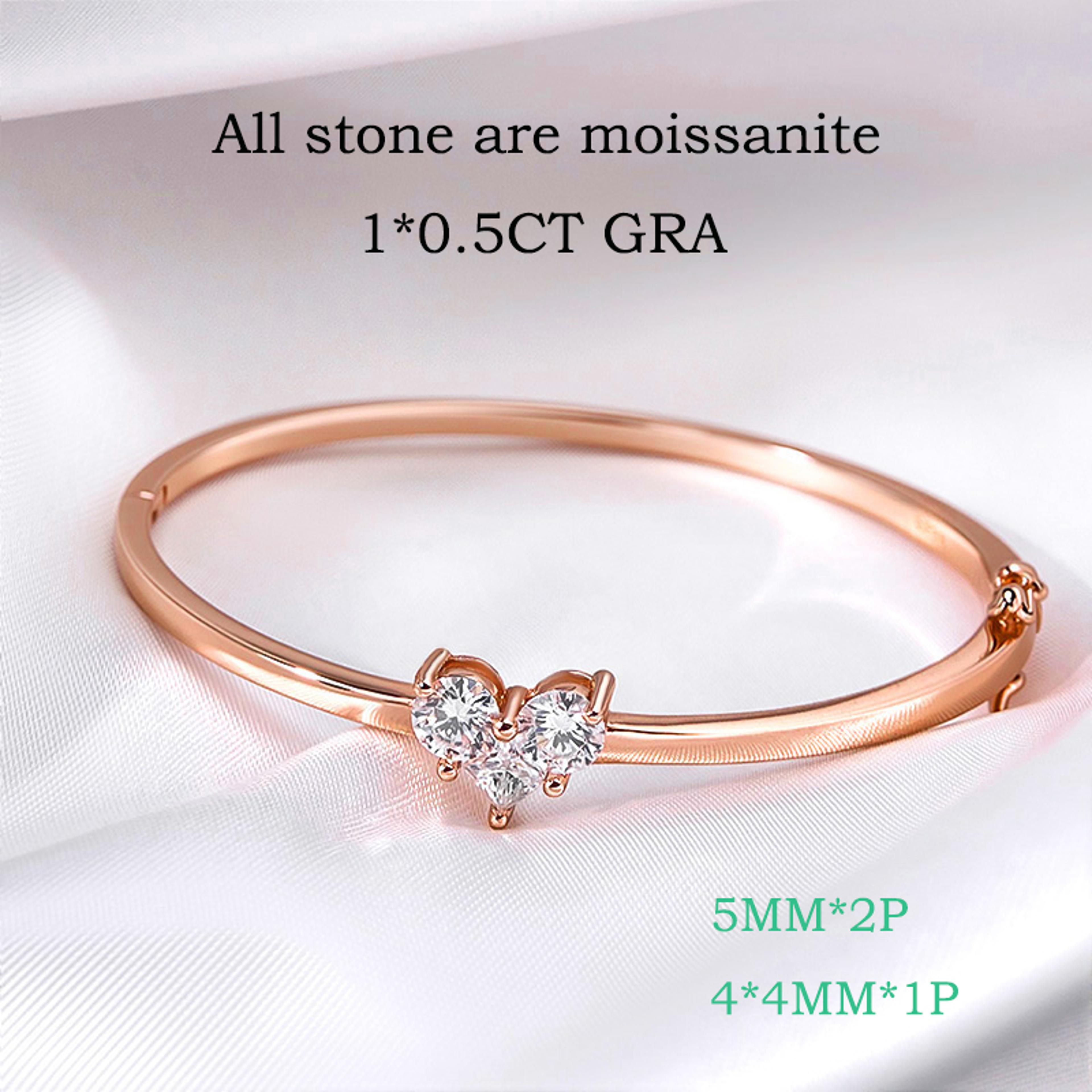 14K White Gold Plated Moissanite Bangle Bracelet In S925 Sterling Silver 3