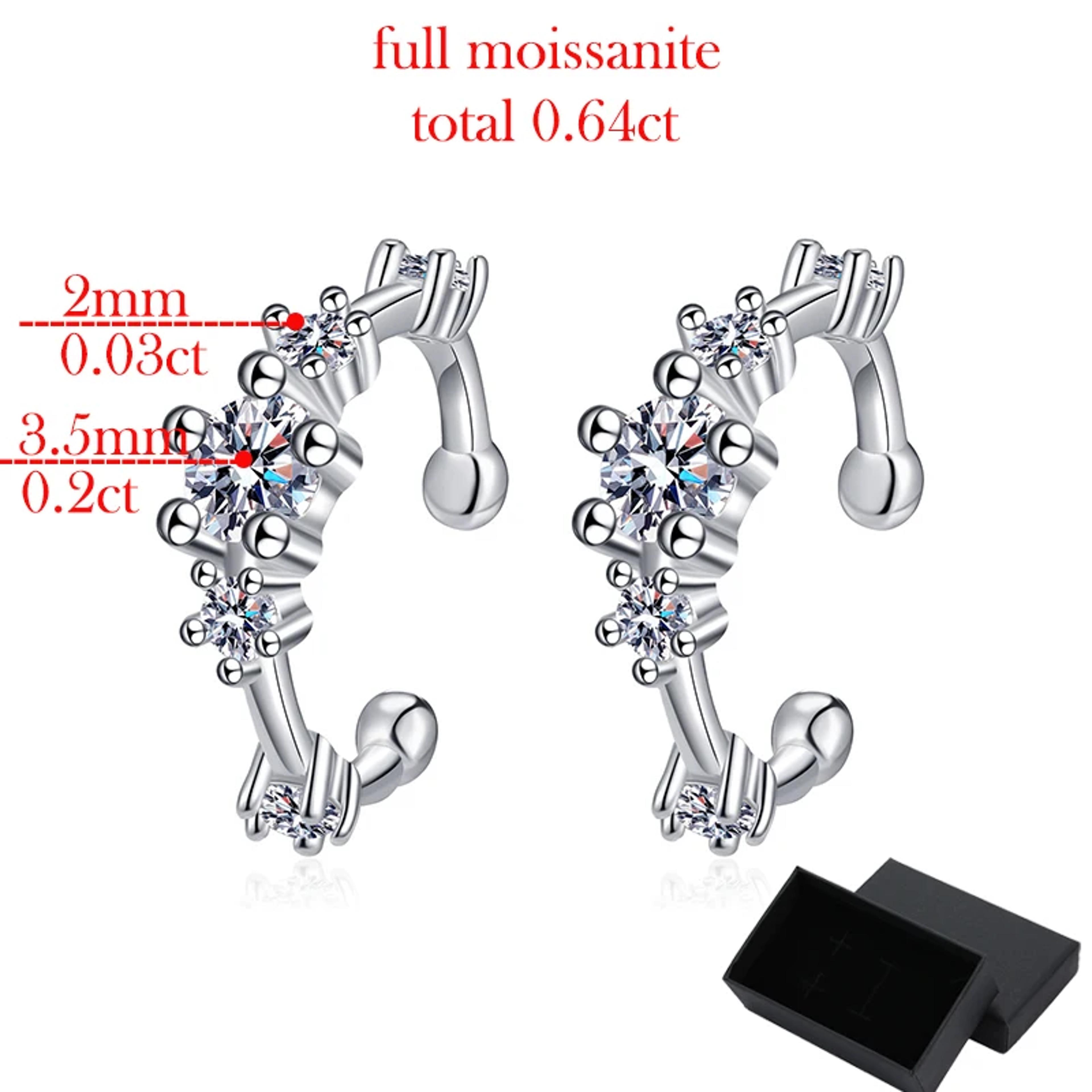 064ct Moissanite Clip On Earrings In S925 Sterling Silver 5