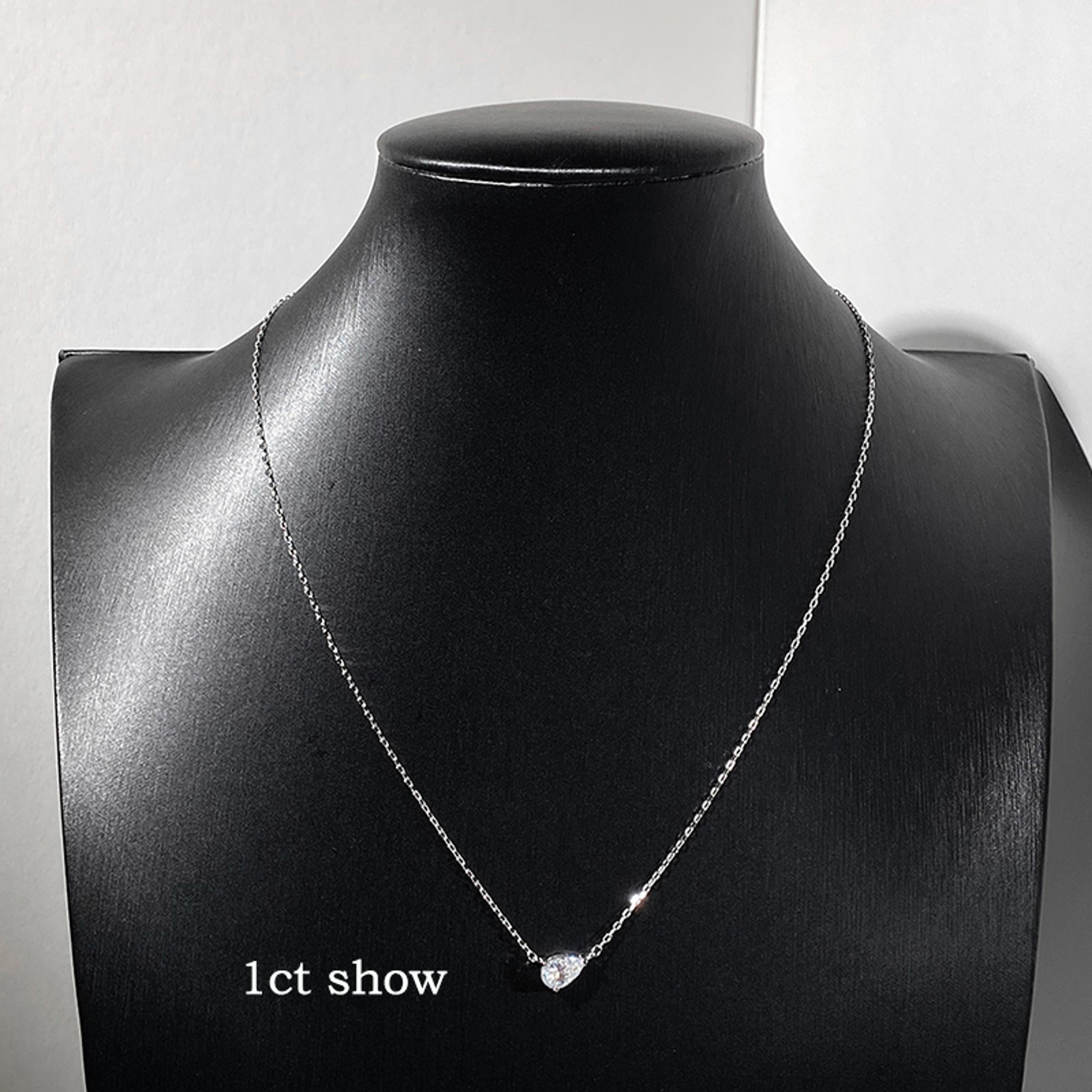 Pear Cut Moissanite Necklace 925 Sterling Silver 18K White Gold Plated Pendant 5