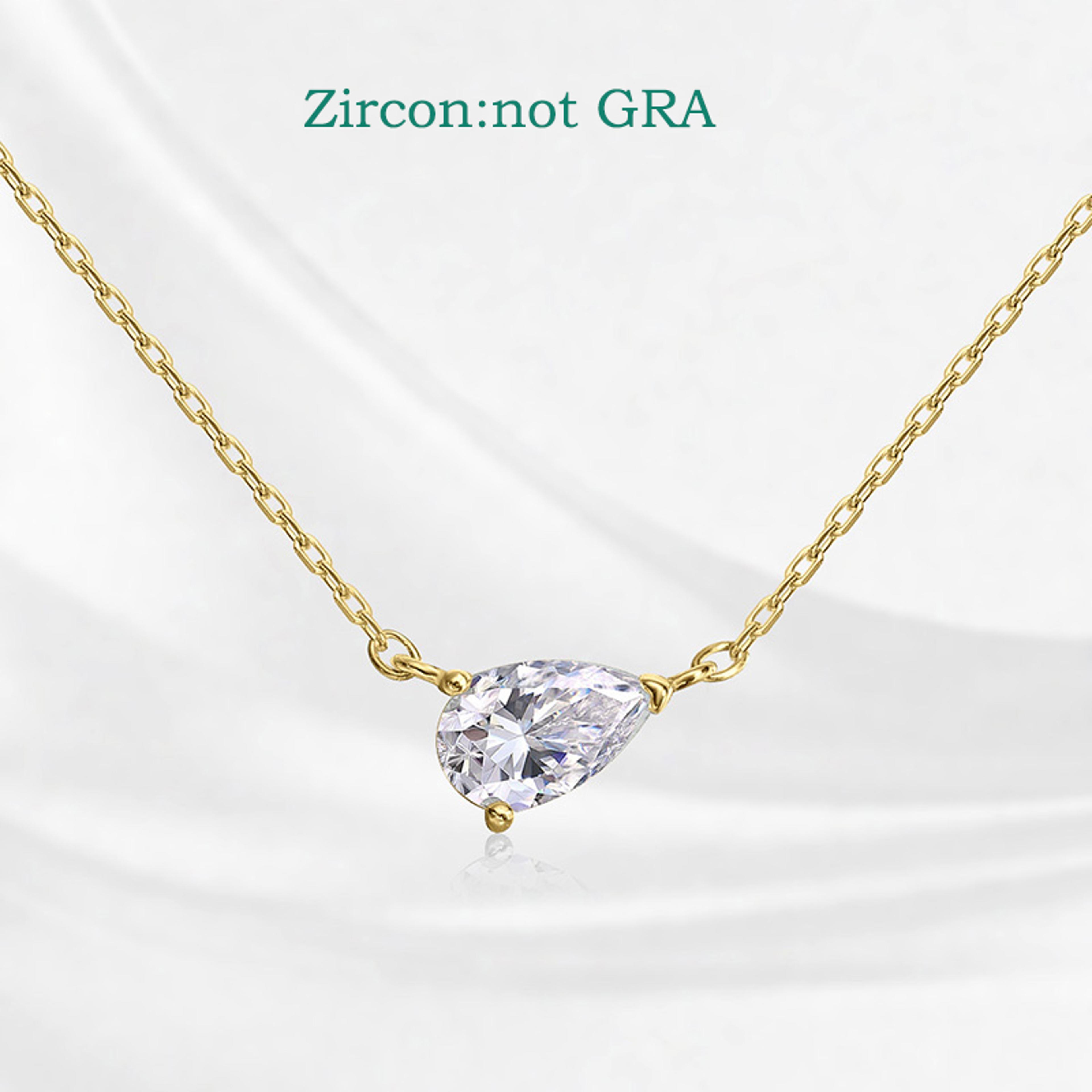 Pear Cut Moissanite Necklace 925 Sterling Silver 18K White Gold Plated Pendant 9