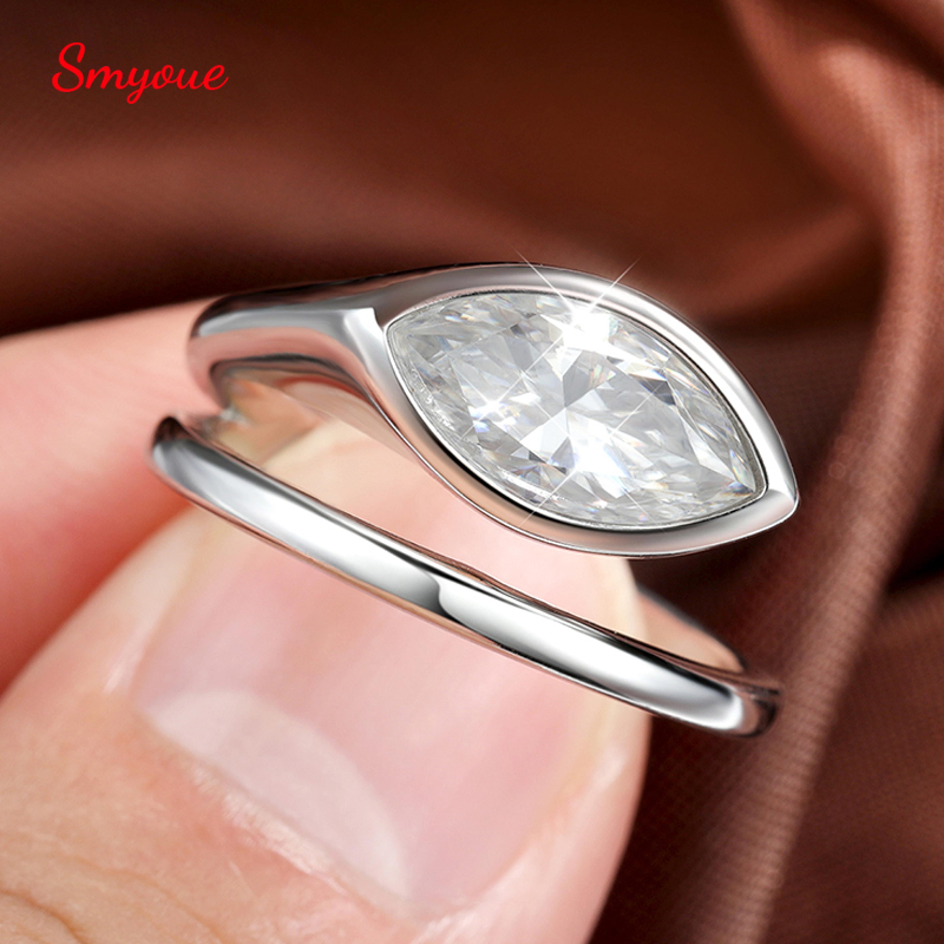 Marquise Moissanite Engagement Ring 925 Sterling Silver Solitaire Ring 1