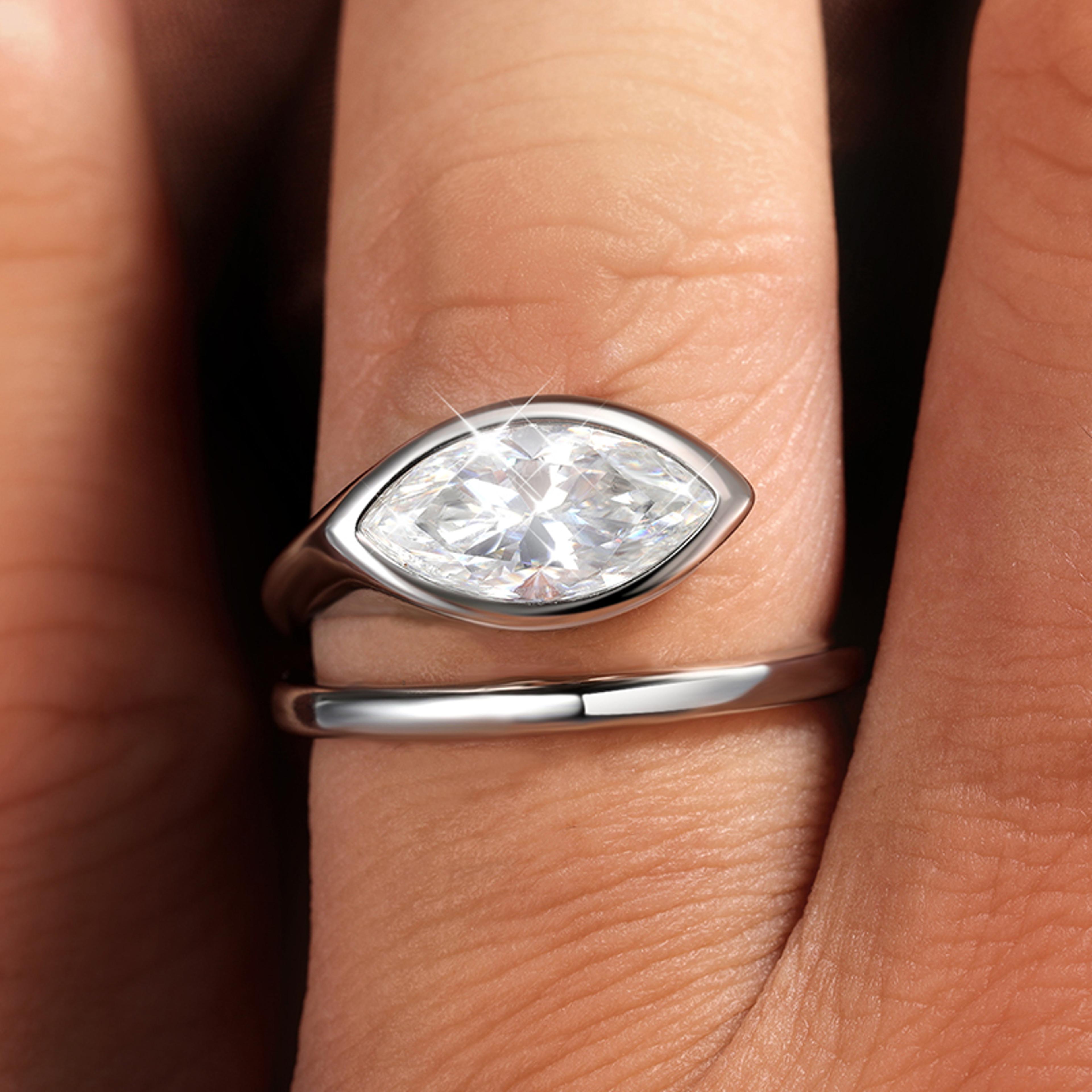Marquise Moissanite Engagement Ring 925 Sterling Silver Solitaire Ring 4