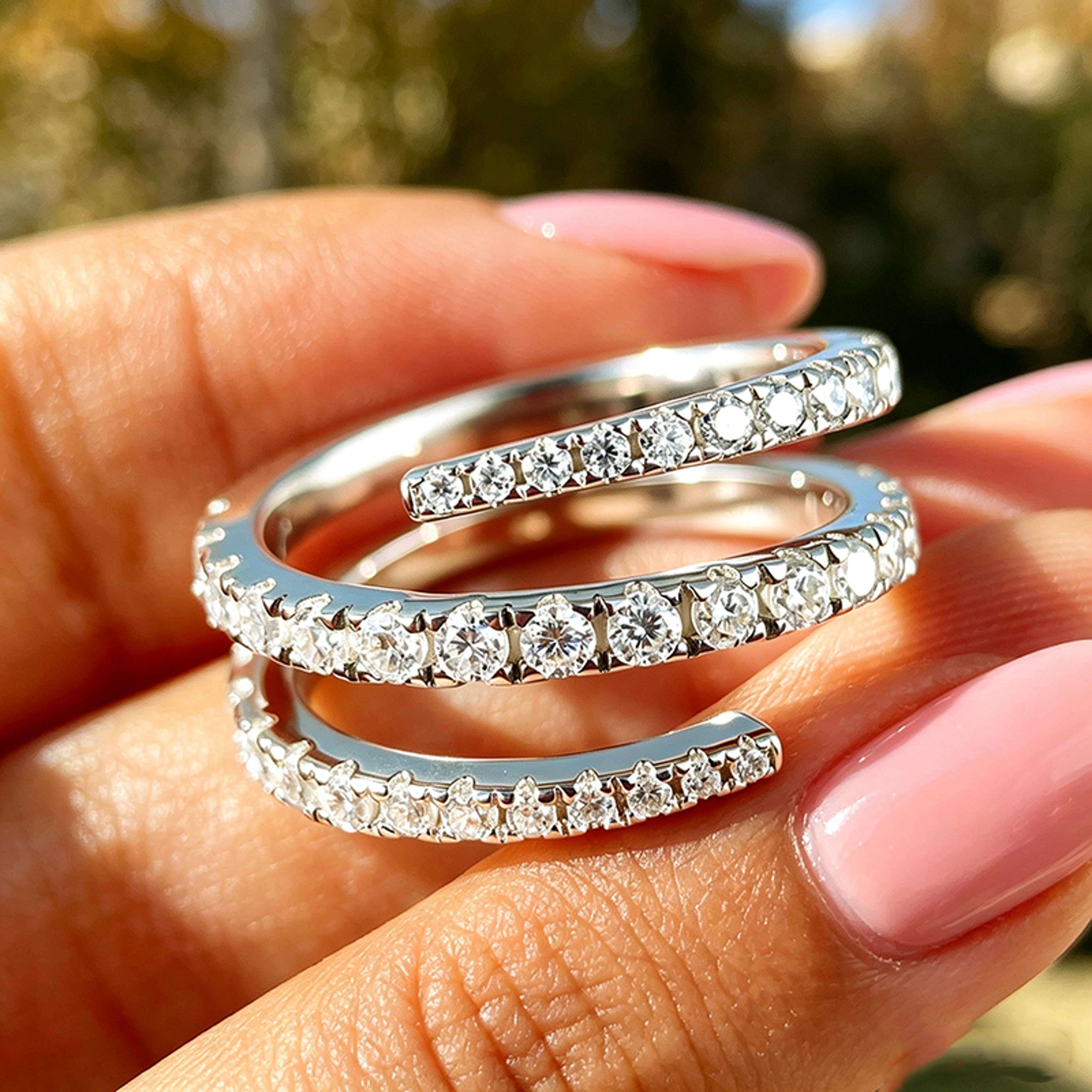 Gradient Moissanite Stackable Ring For Women In S925 Sterling Silver 5
