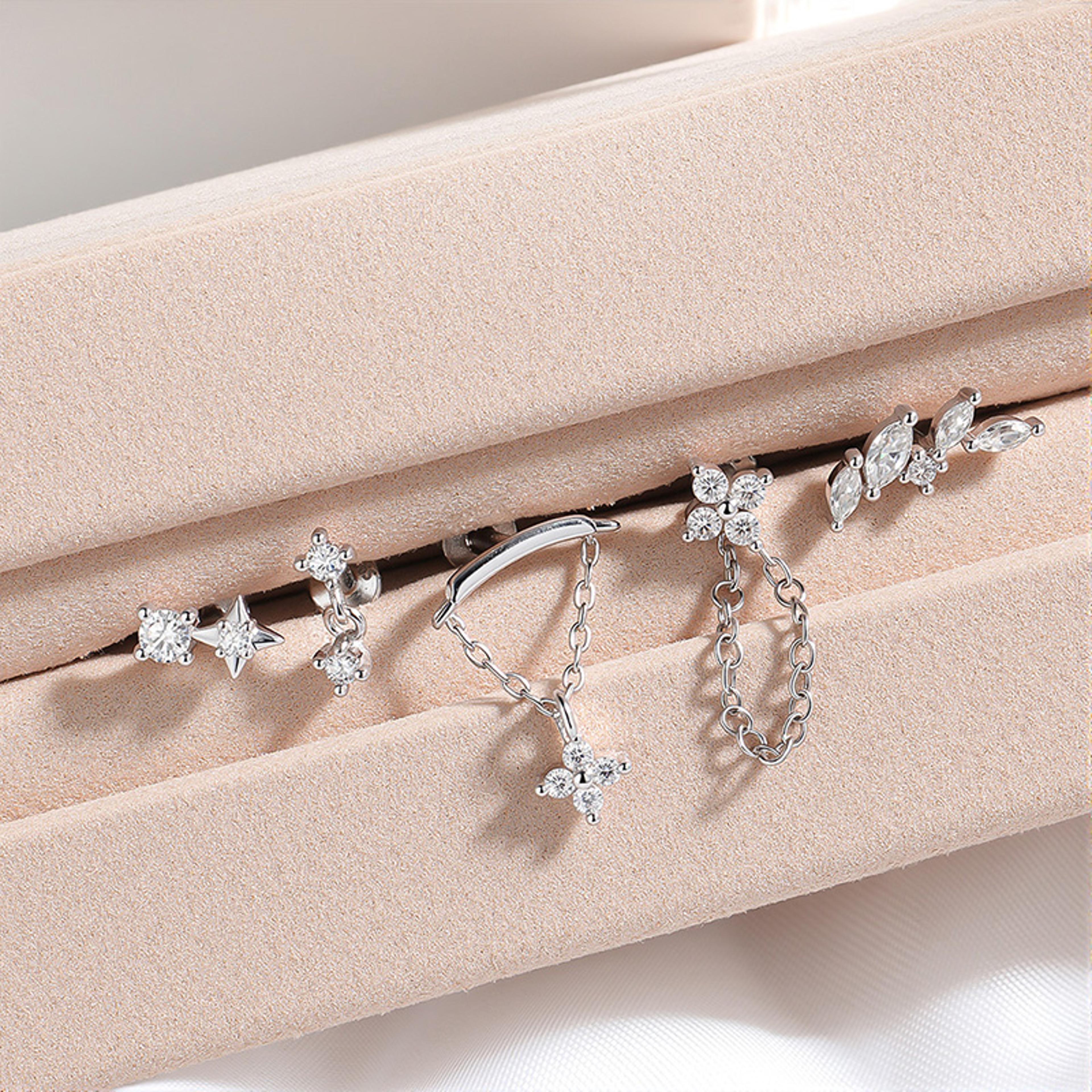 D Color VVS1 Moissanite Flat Back Stud Earring In S925 Sterling Silver 3