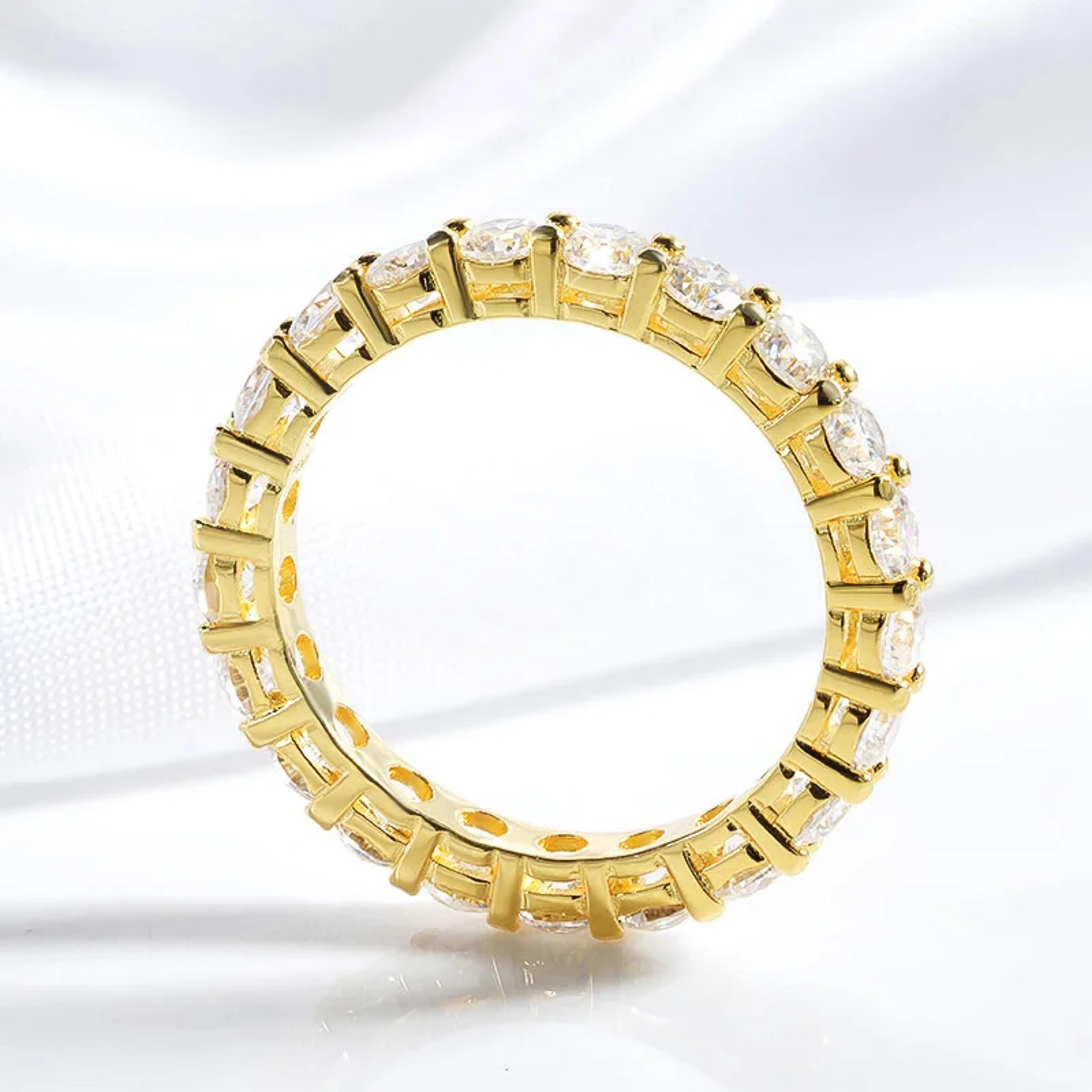 Moissanite Eternity Ring 18K Gold Plated 925 Sterling Silver Wedding Band 4
